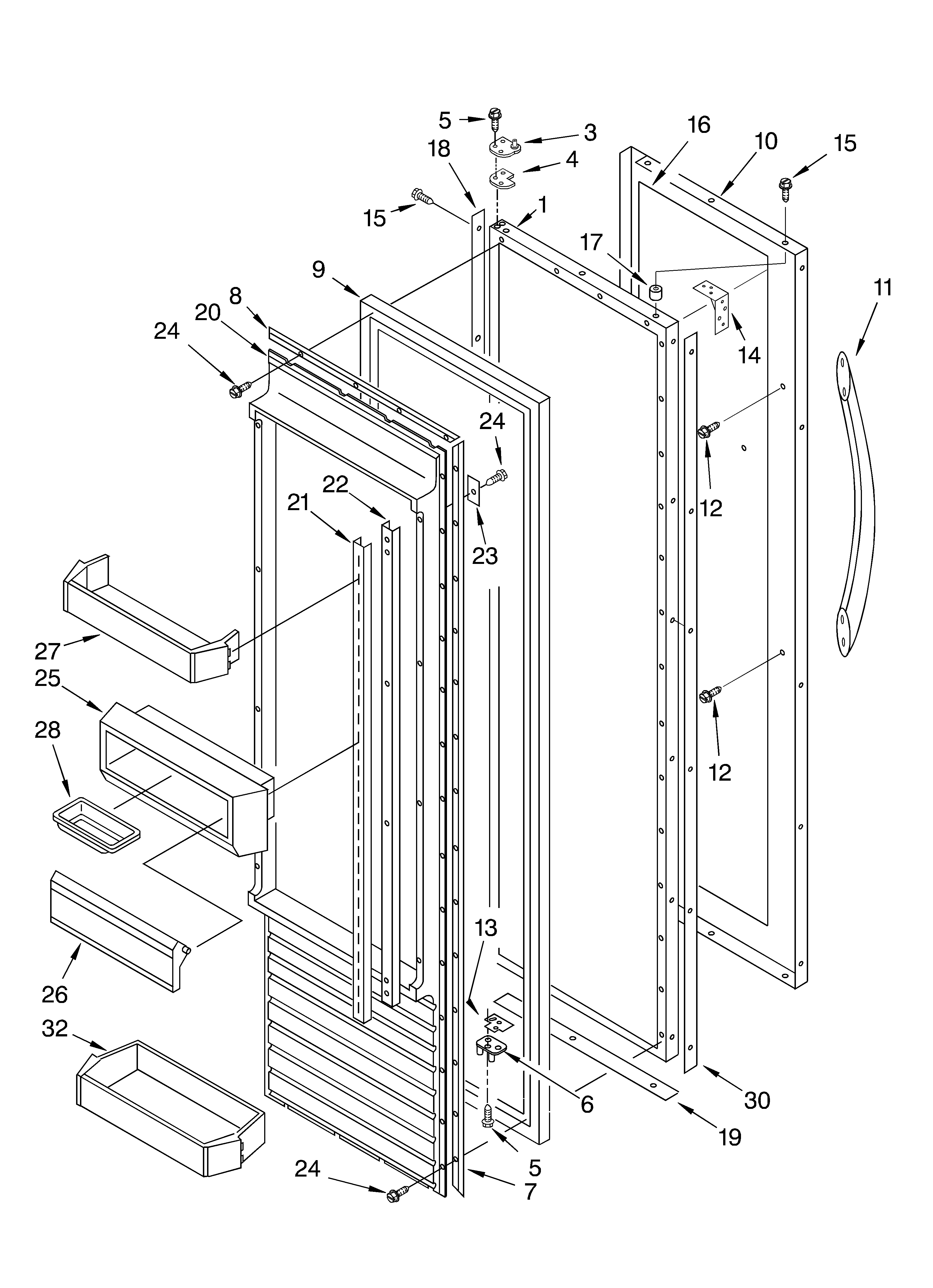 KitchenAid KSSC36QKS01 refrigerator door diagram