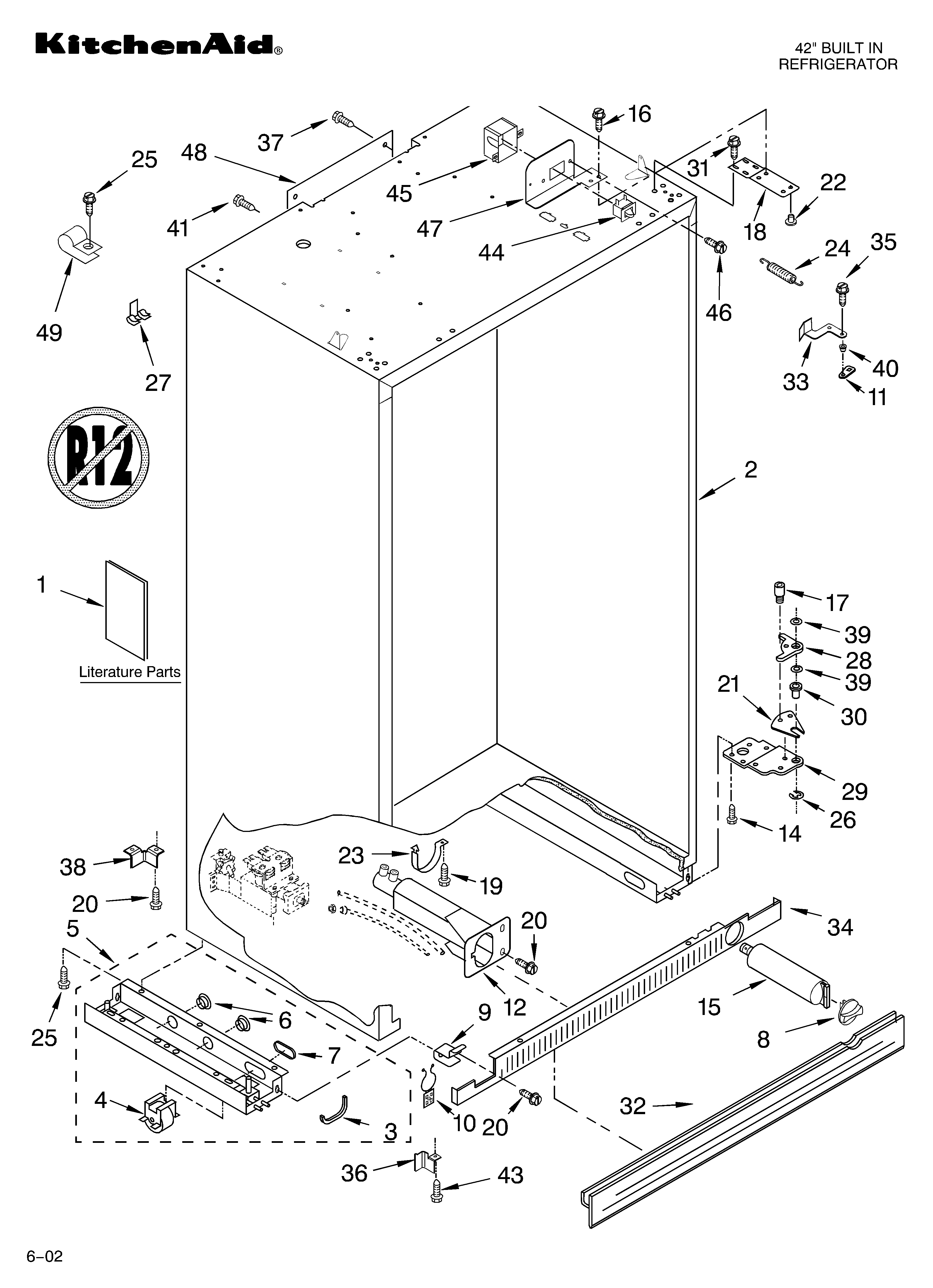 KitchenAid KSSC42FKS01 cabinet/literature diagram