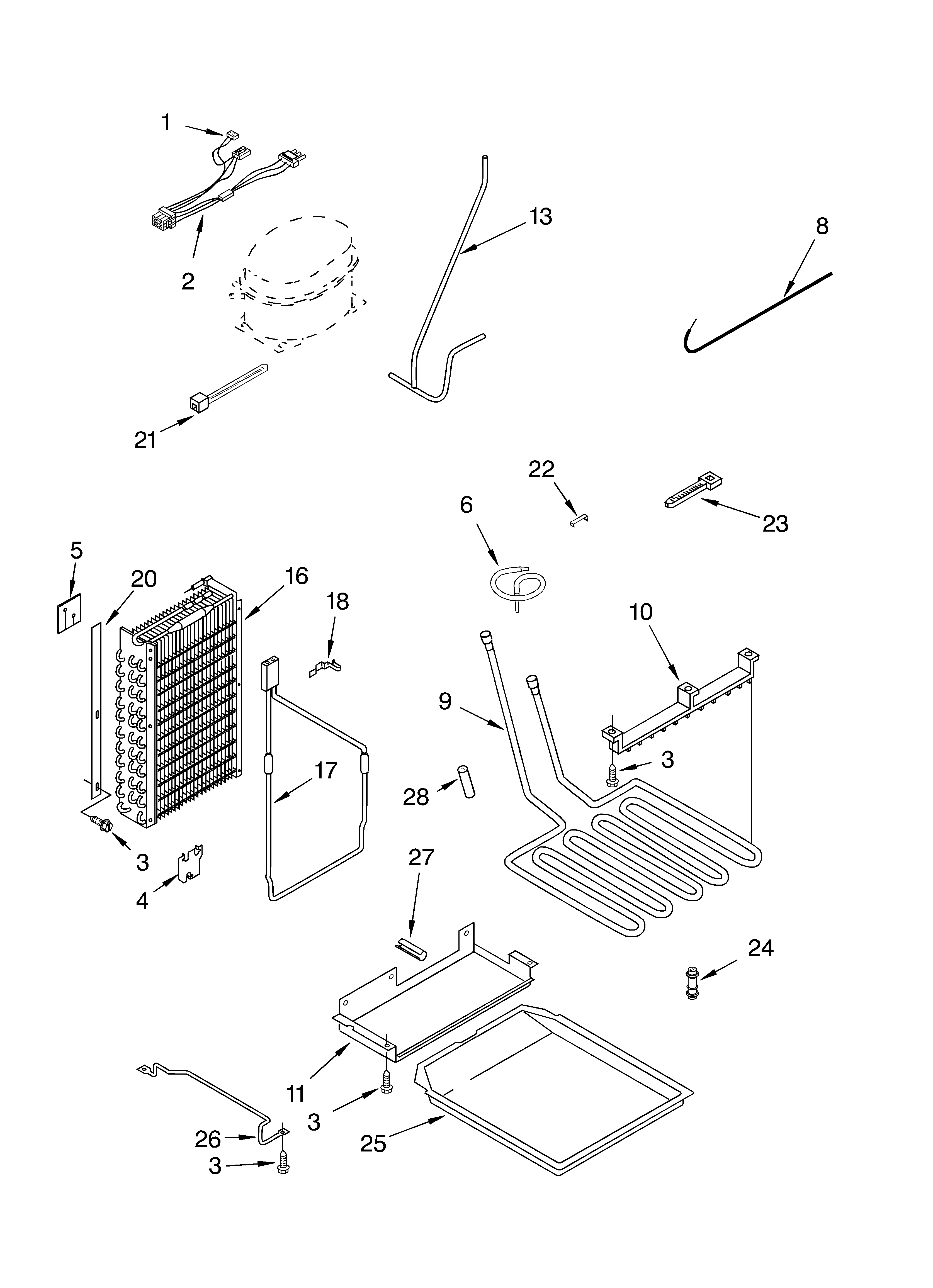 KitchenAid KSSC42FKS01 lower unit and tube diagram