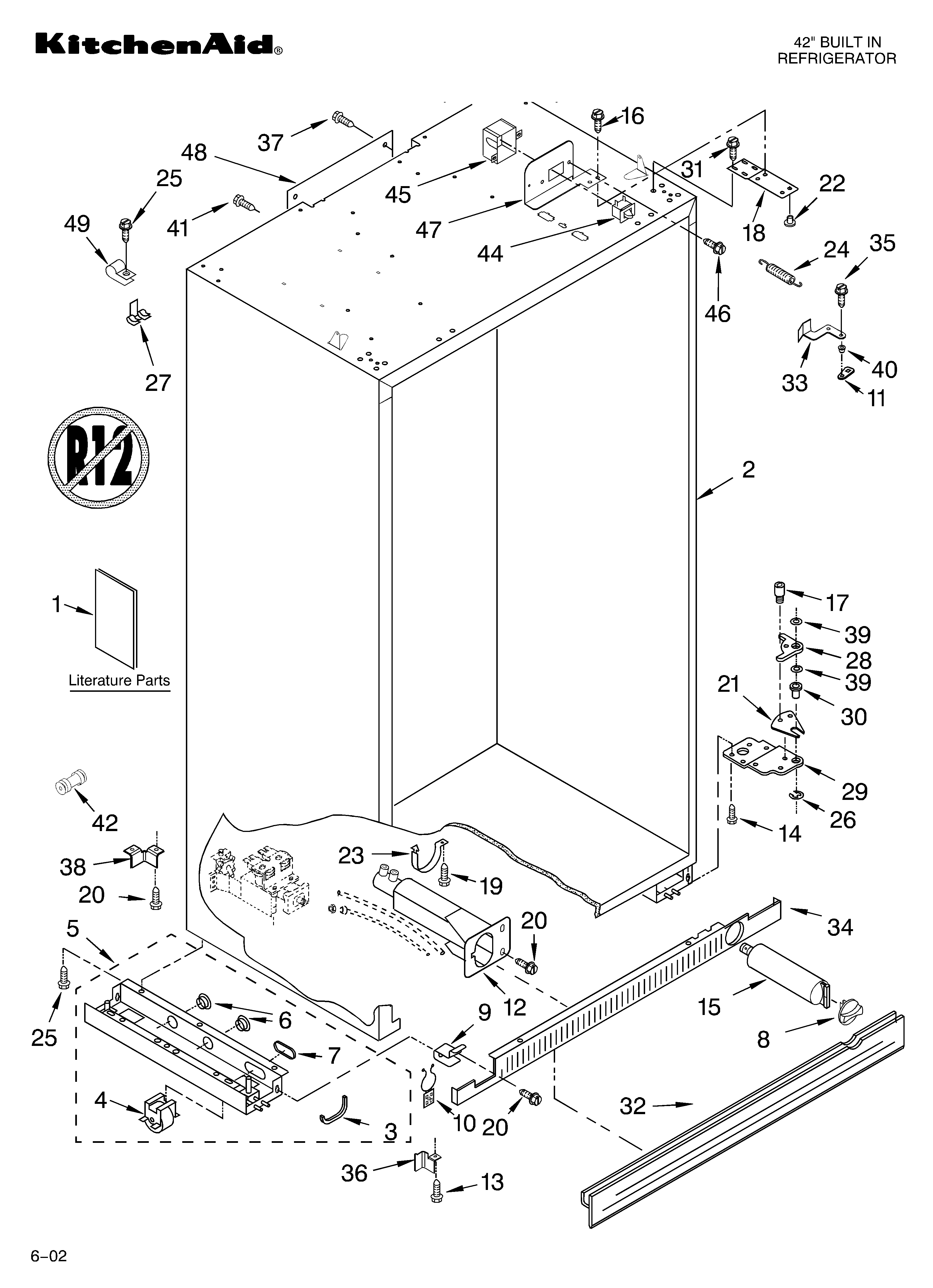 KitchenAid KSSC42QKS01 cabinet/literature diagram