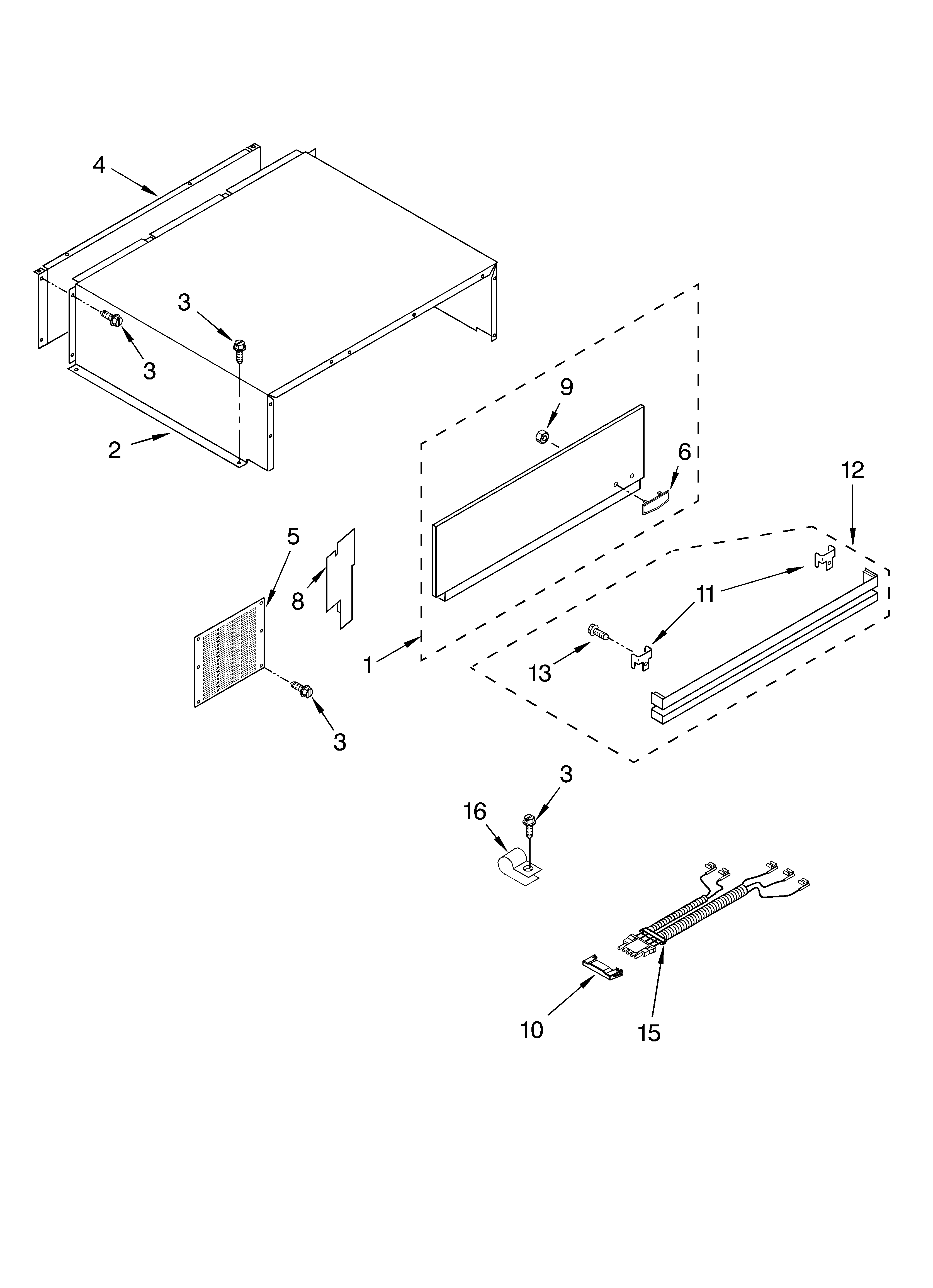 KitchenAid KSSC42QKS01 top grille and unit cover diagram