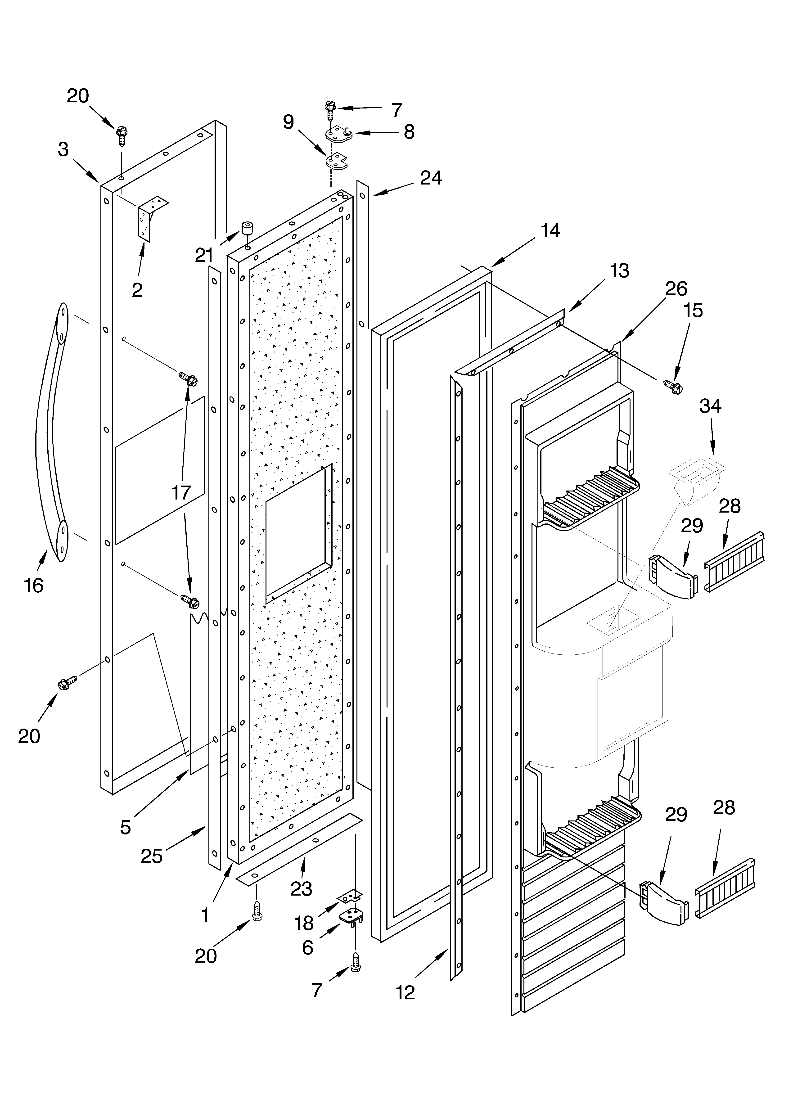 KitchenAid KSSC42QKS01 freezer door diagram