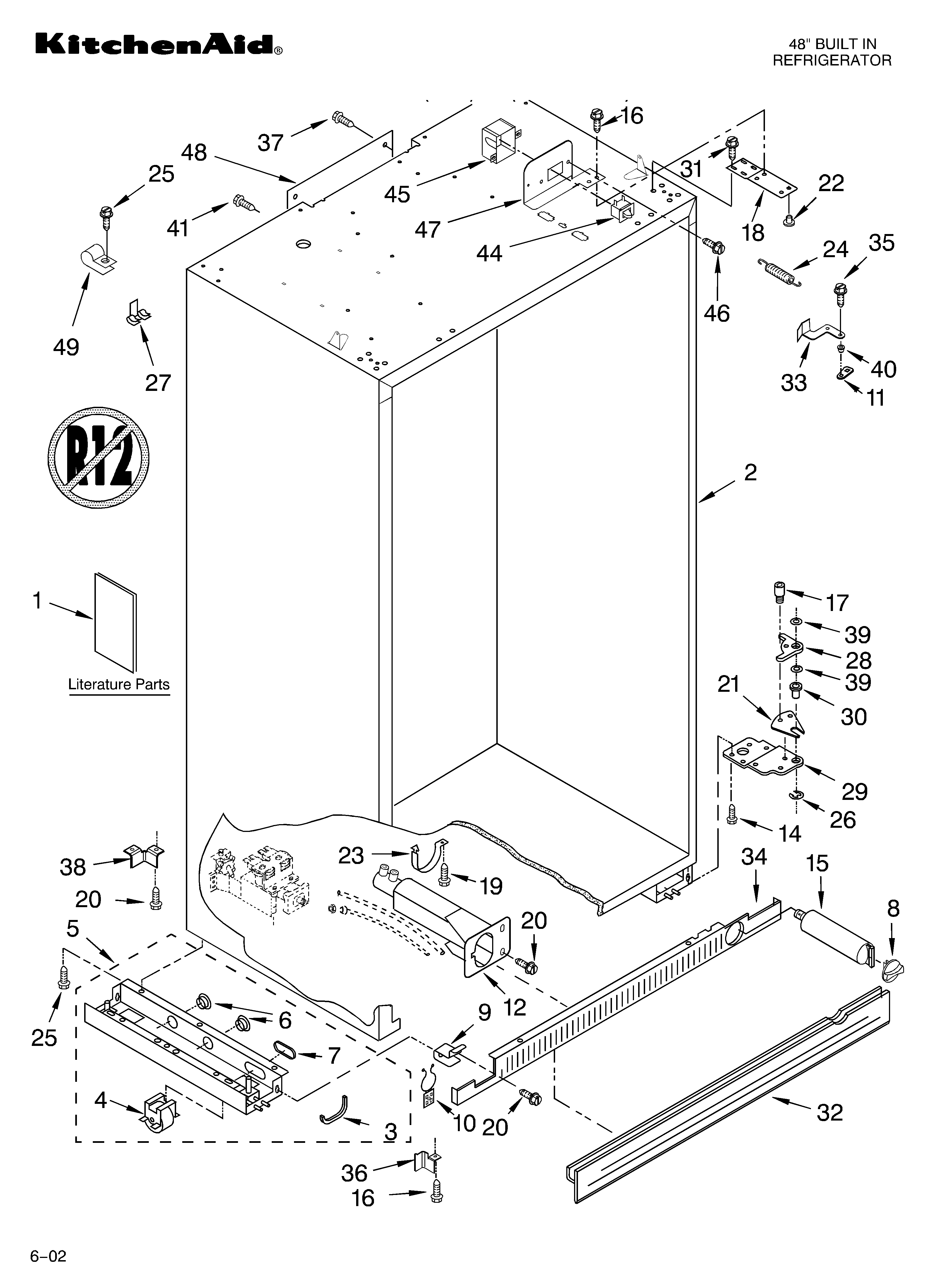 KitchenAid KSSC48FKB01 cabinet/literature diagram