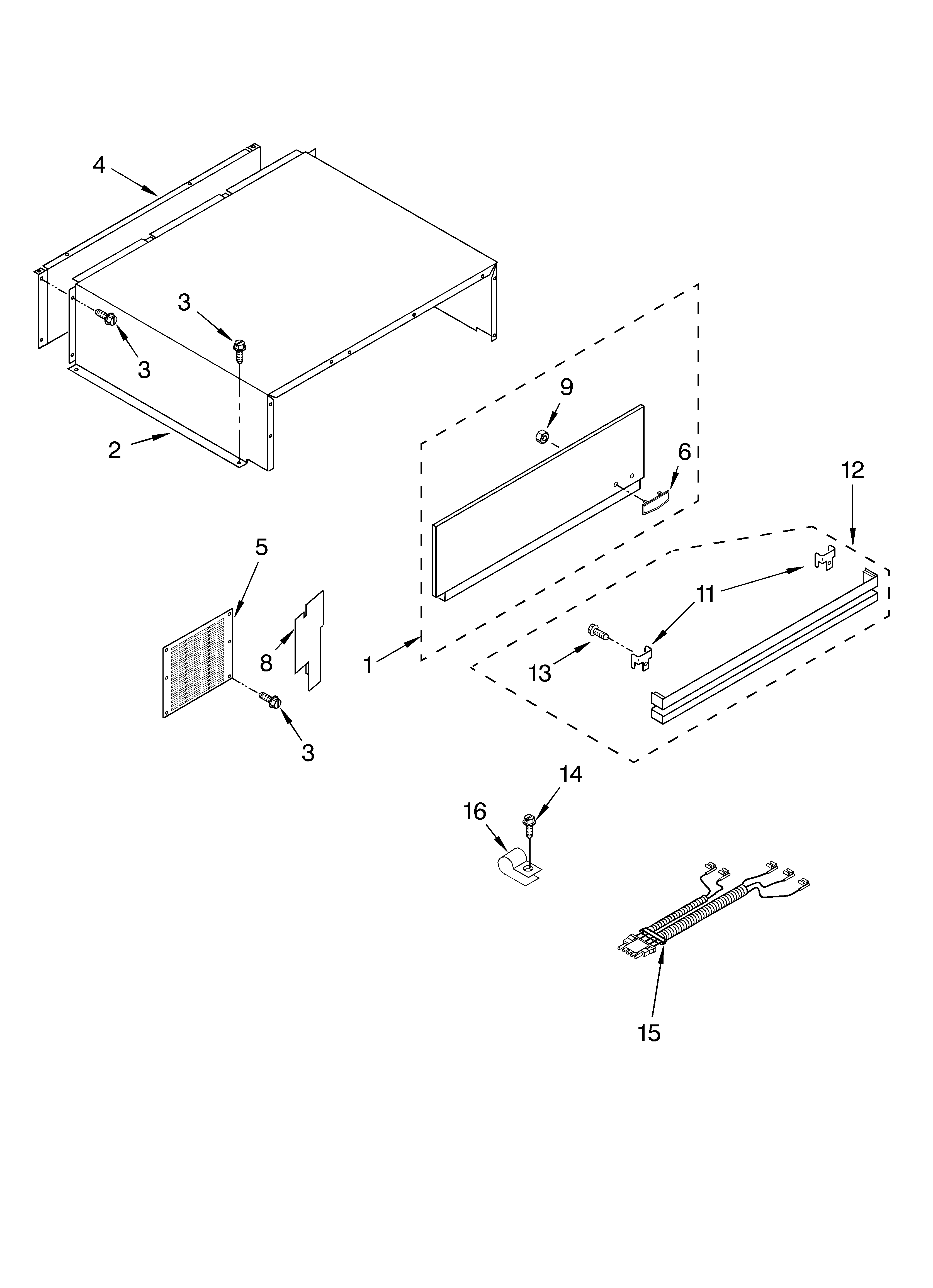 KitchenAid KSSC48FKB01 top grille and unit cover diagram