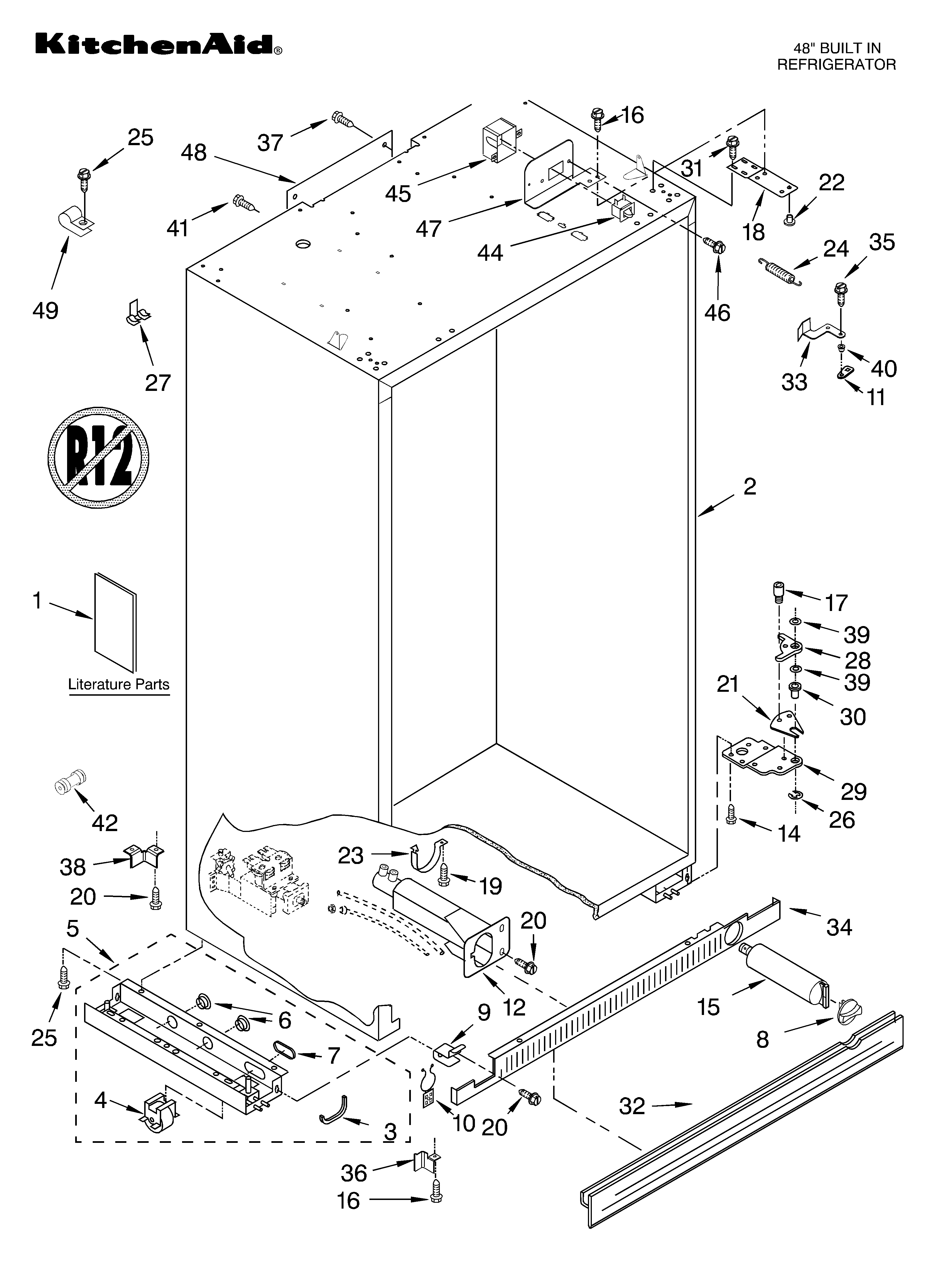 KitchenAid KSSC48QKS01 cabinet/literature diagram