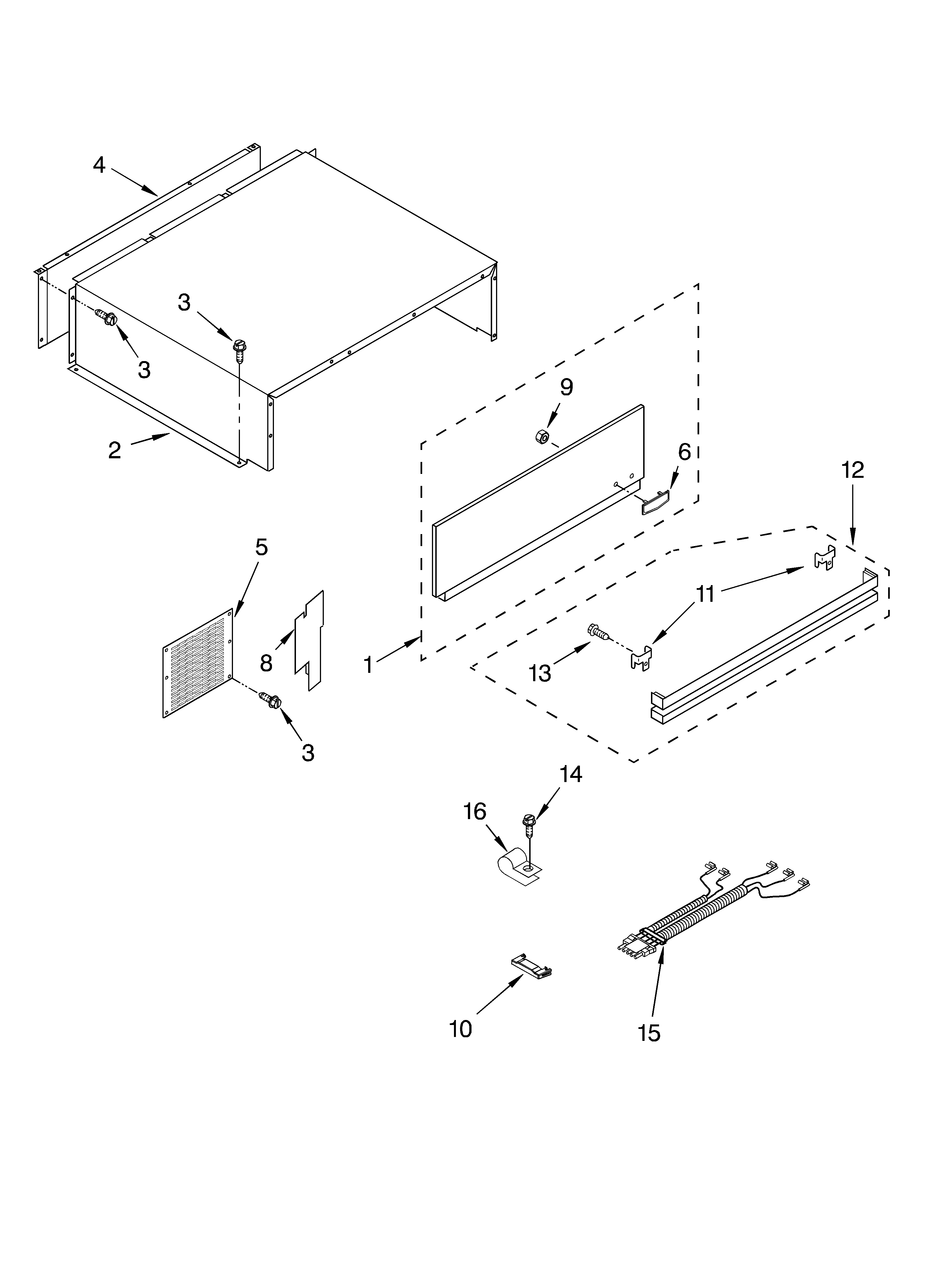 KitchenAid KSSC48QKS01 top grille and unit cover diagram