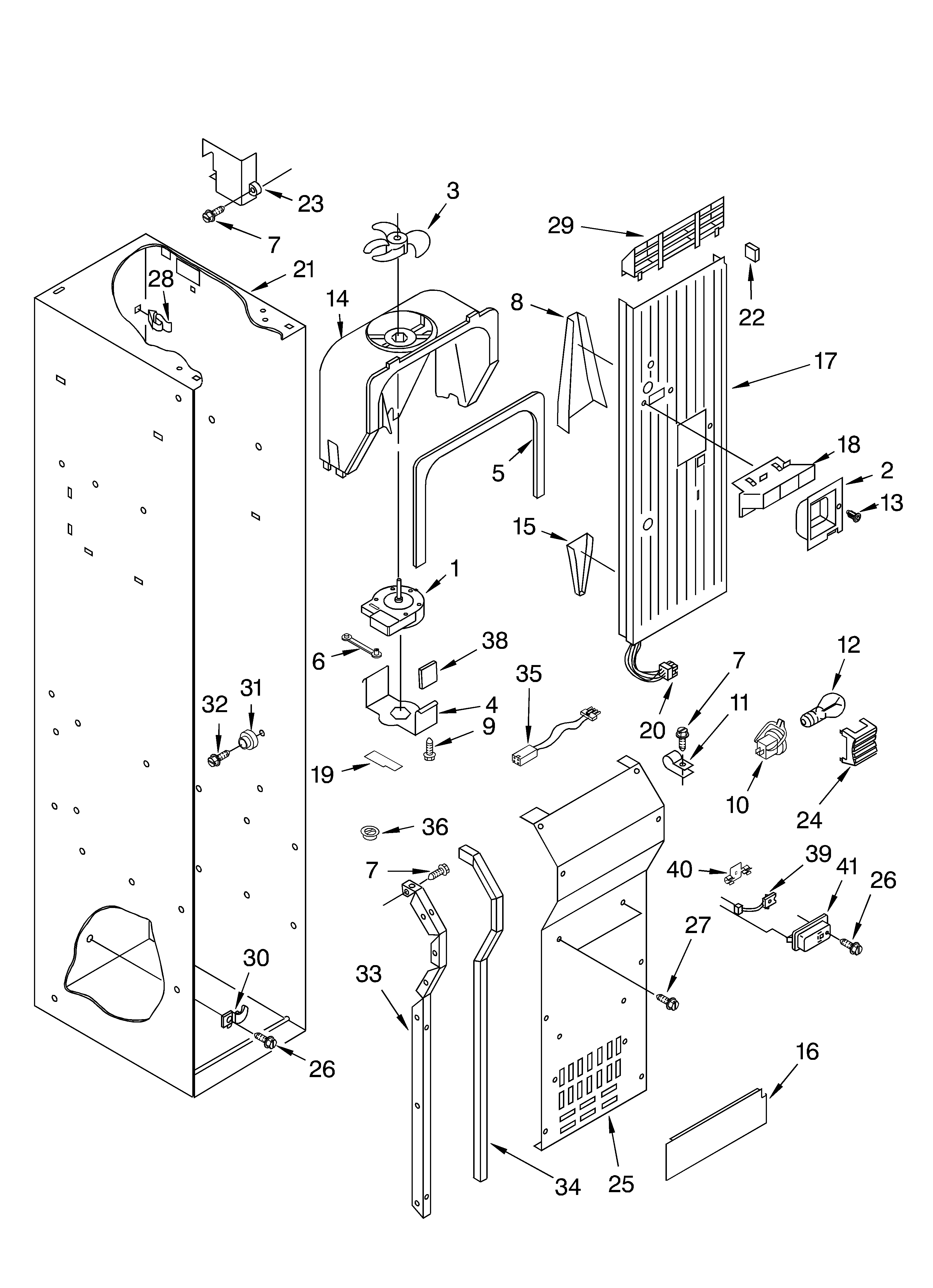 KitchenAid KSSP36QKS01 freezer liner and air flow diagram