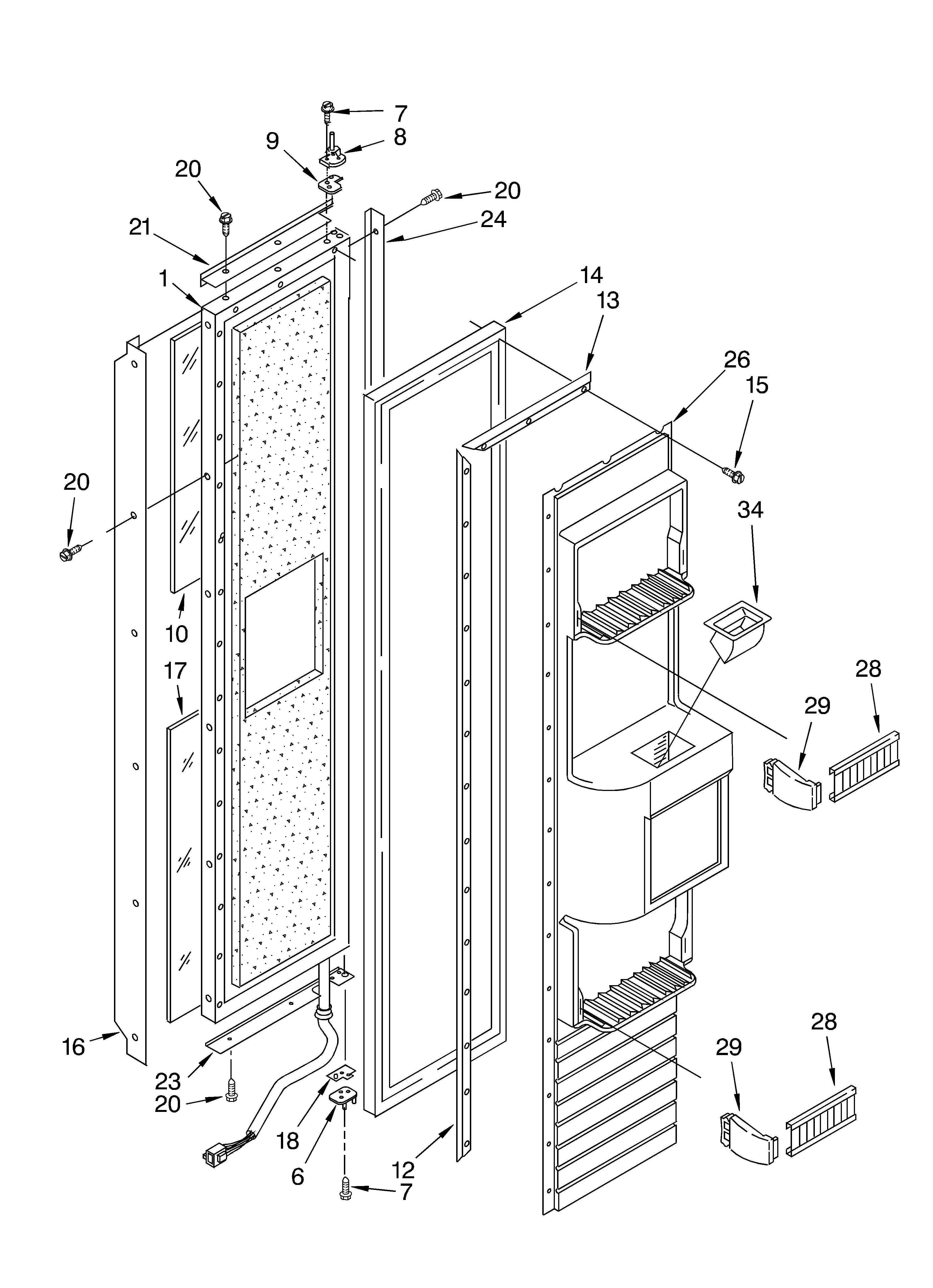 KitchenAid KSSP36QKS01 freezer door diagram