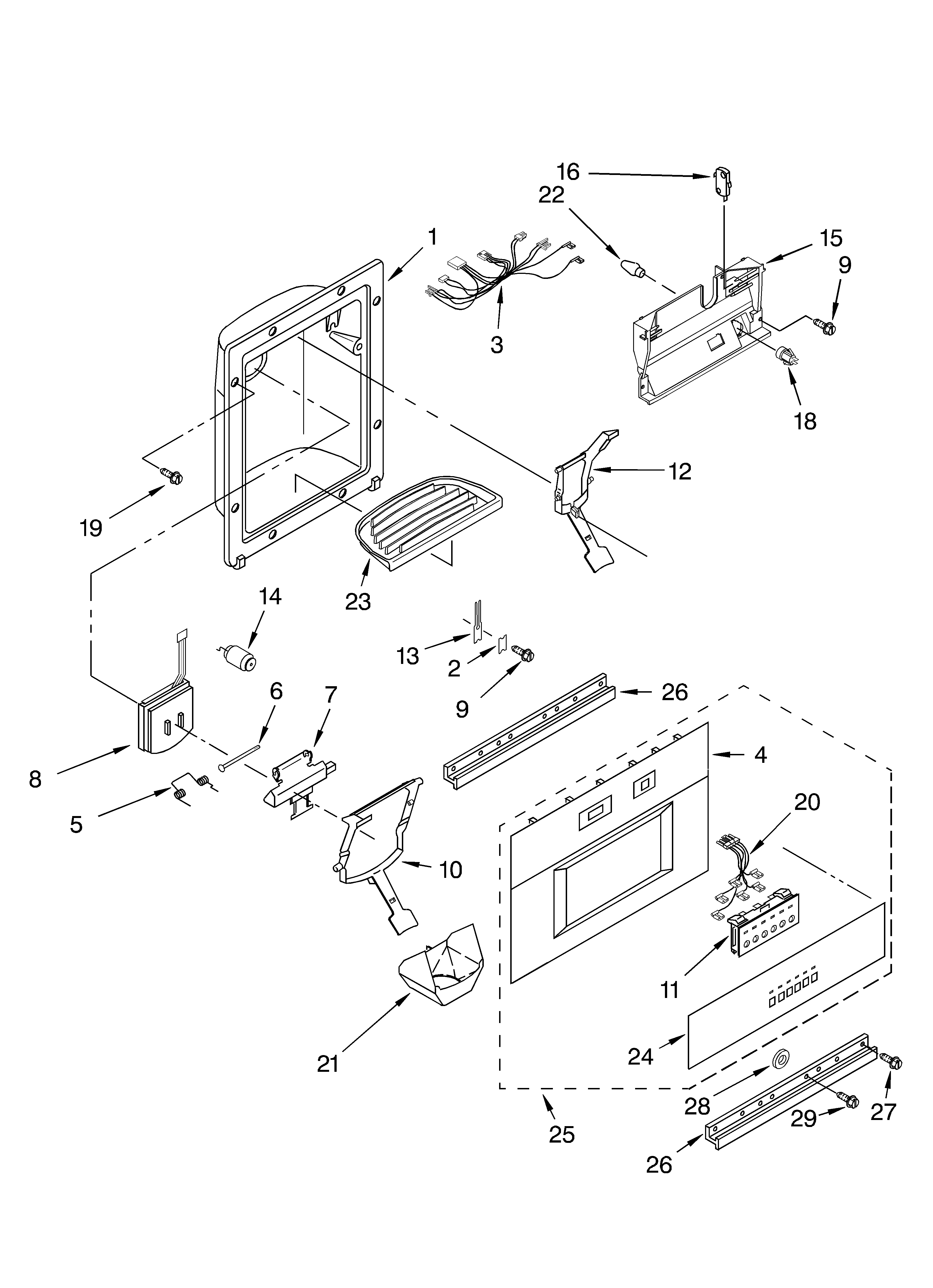 KitchenAid KSSP48QKS01 dispenser front diagram