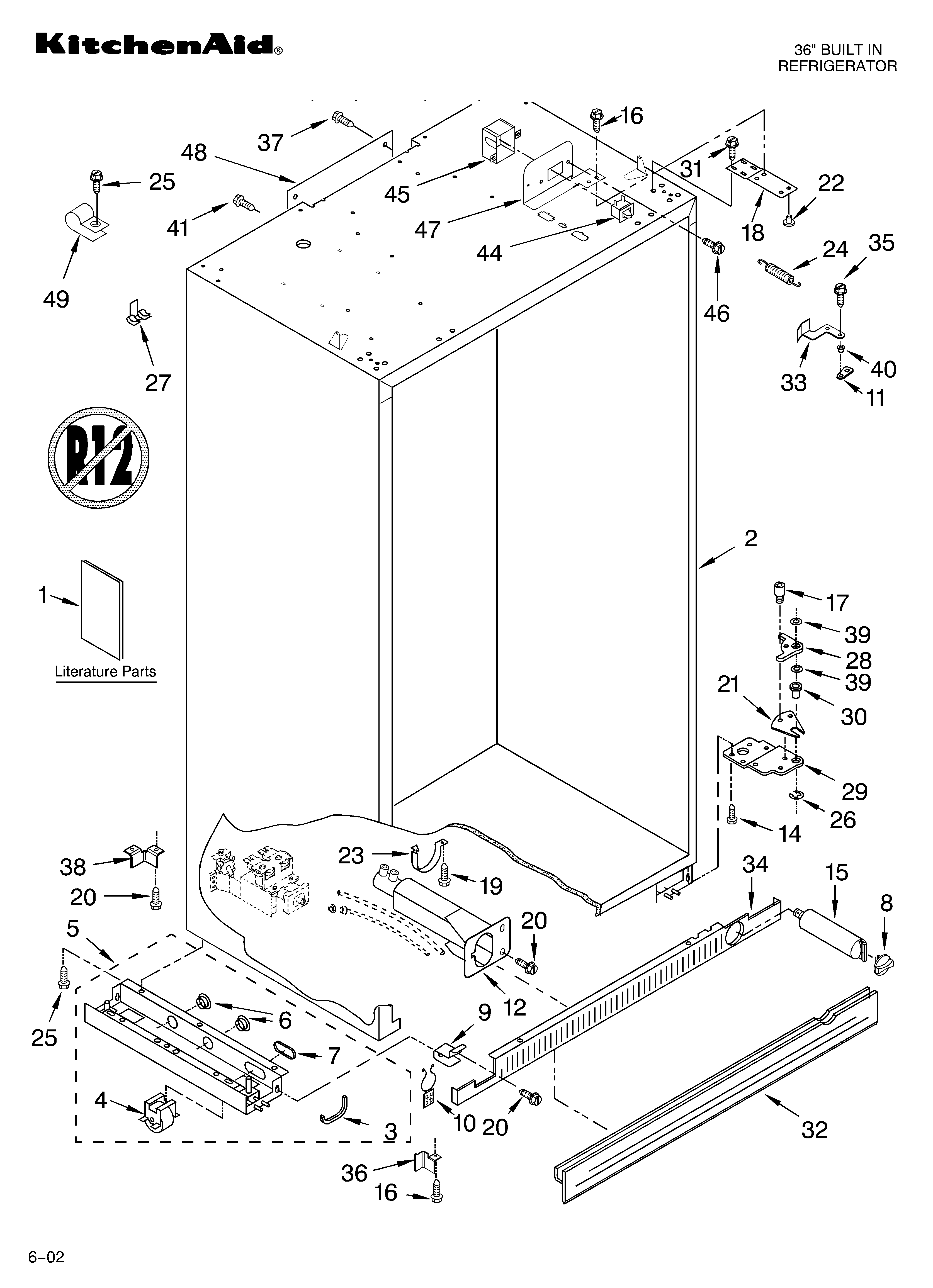 KitchenAid KSSS36FKT01 cabinet/literature diagram