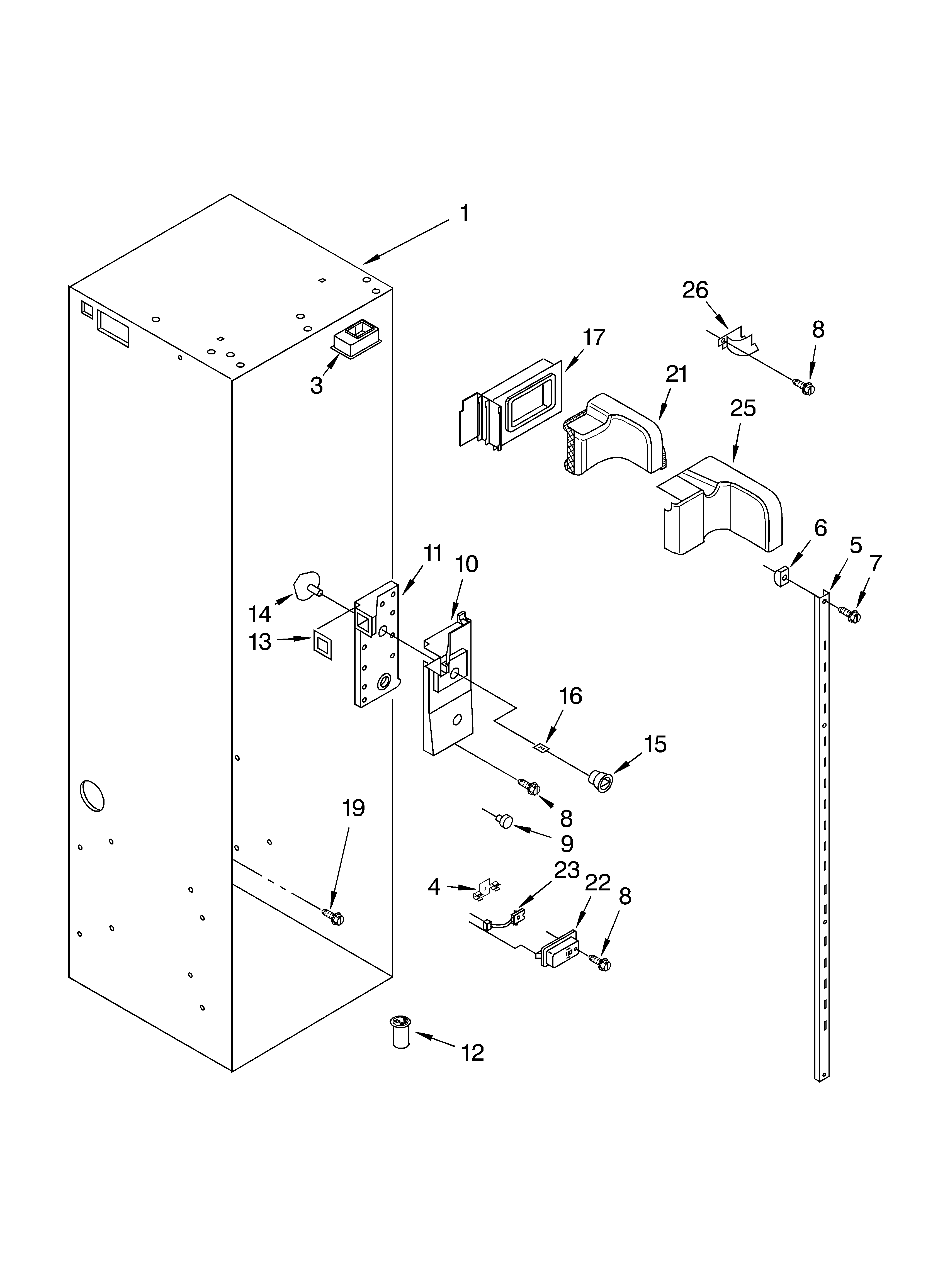 KitchenAid KSSS36FKT01 refrigerator liner diagram