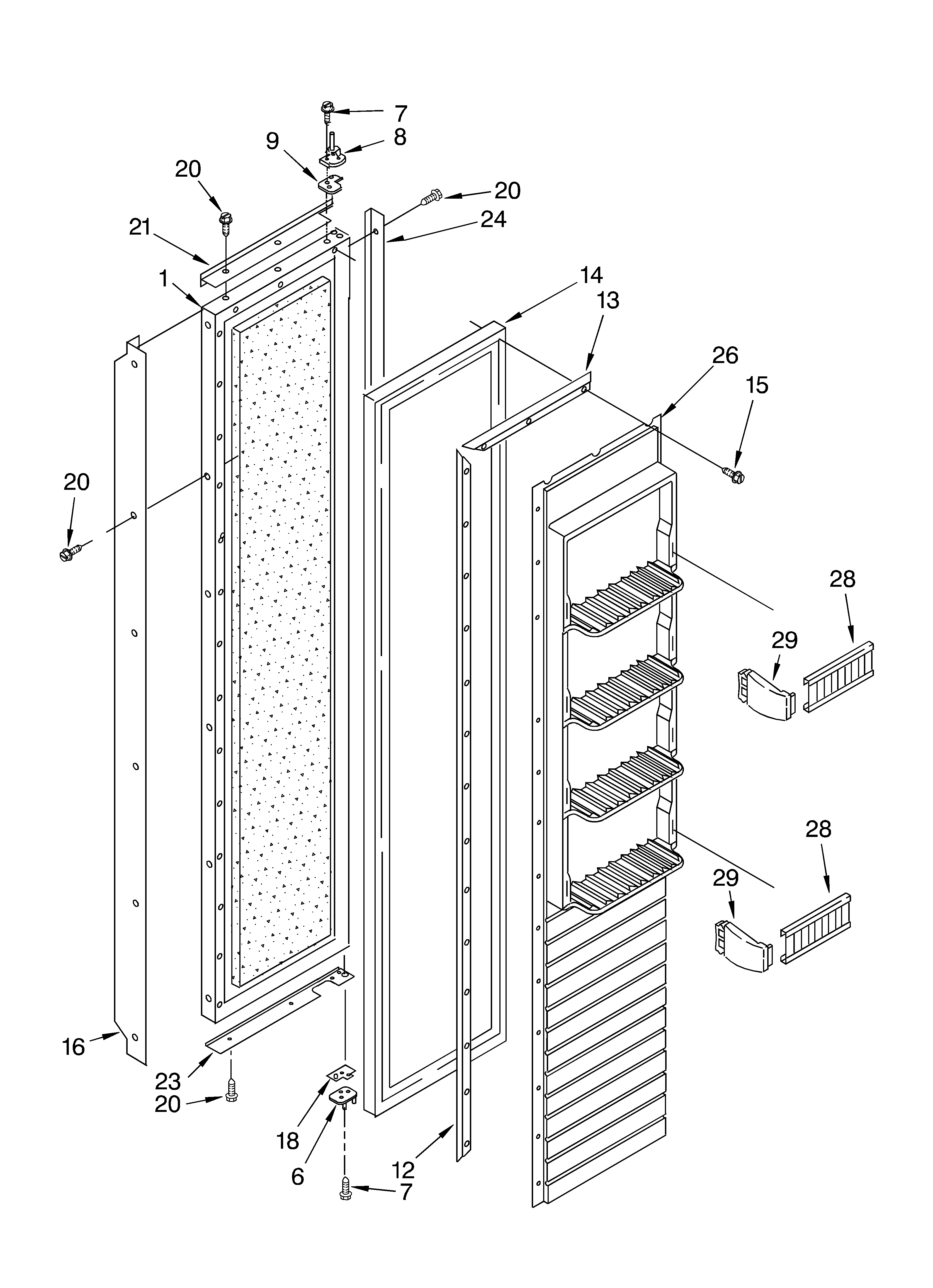 KitchenAid KSSS36FKT01 freezer door diagram