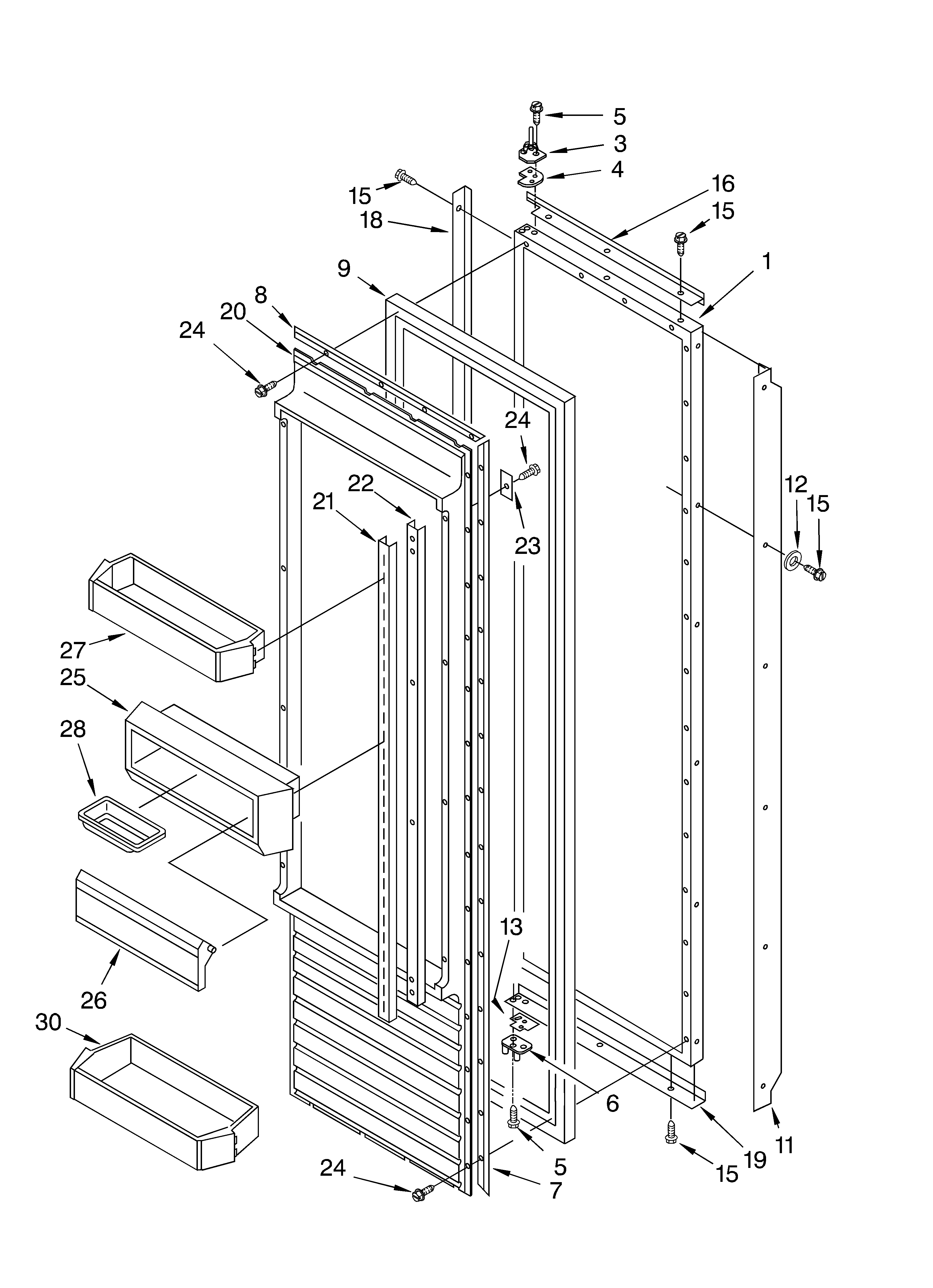 KitchenAid KSSS36QKW01 refrigerator door diagram