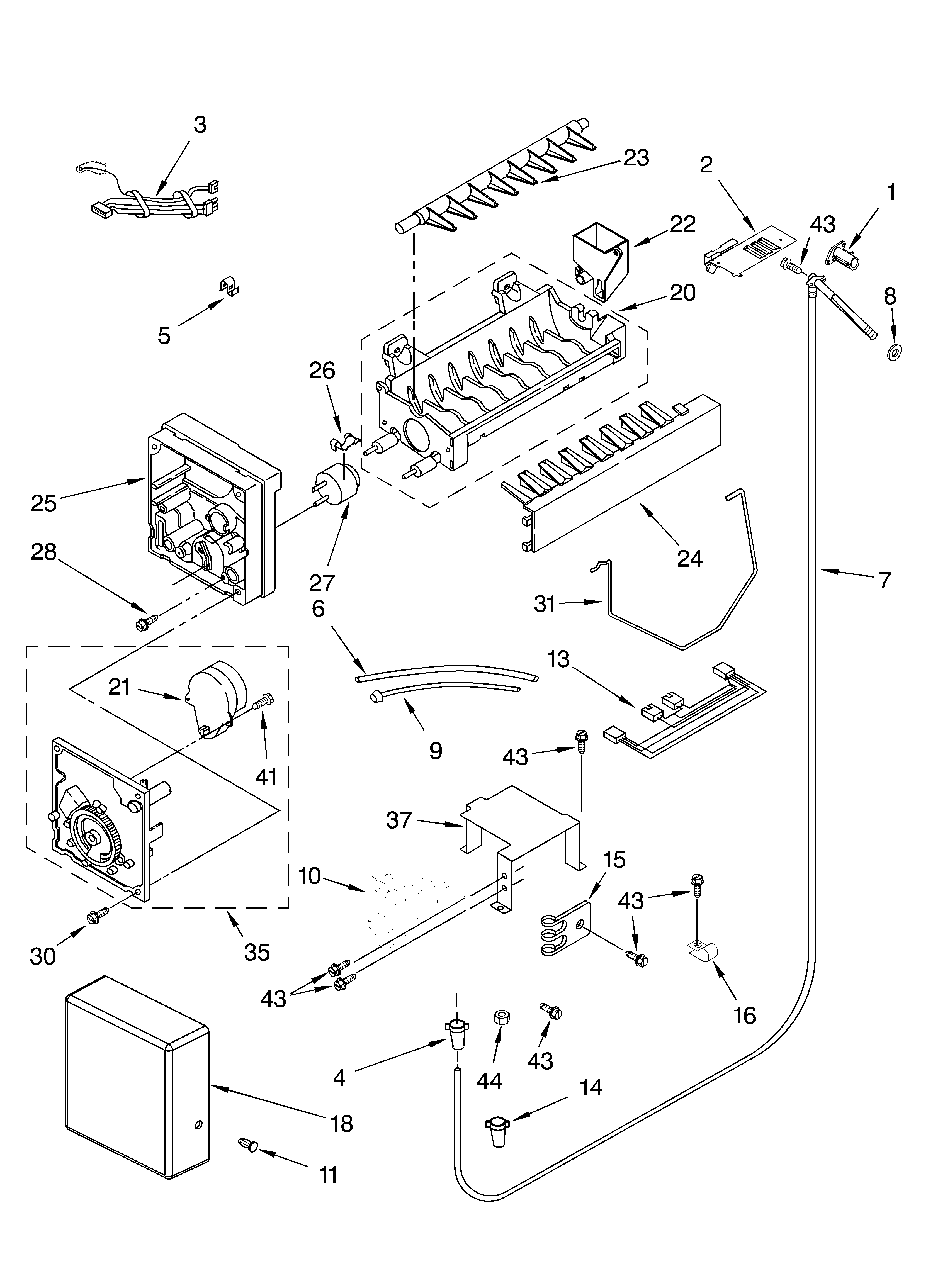 KitchenAid KSSS36QKW01 icemaker diagram