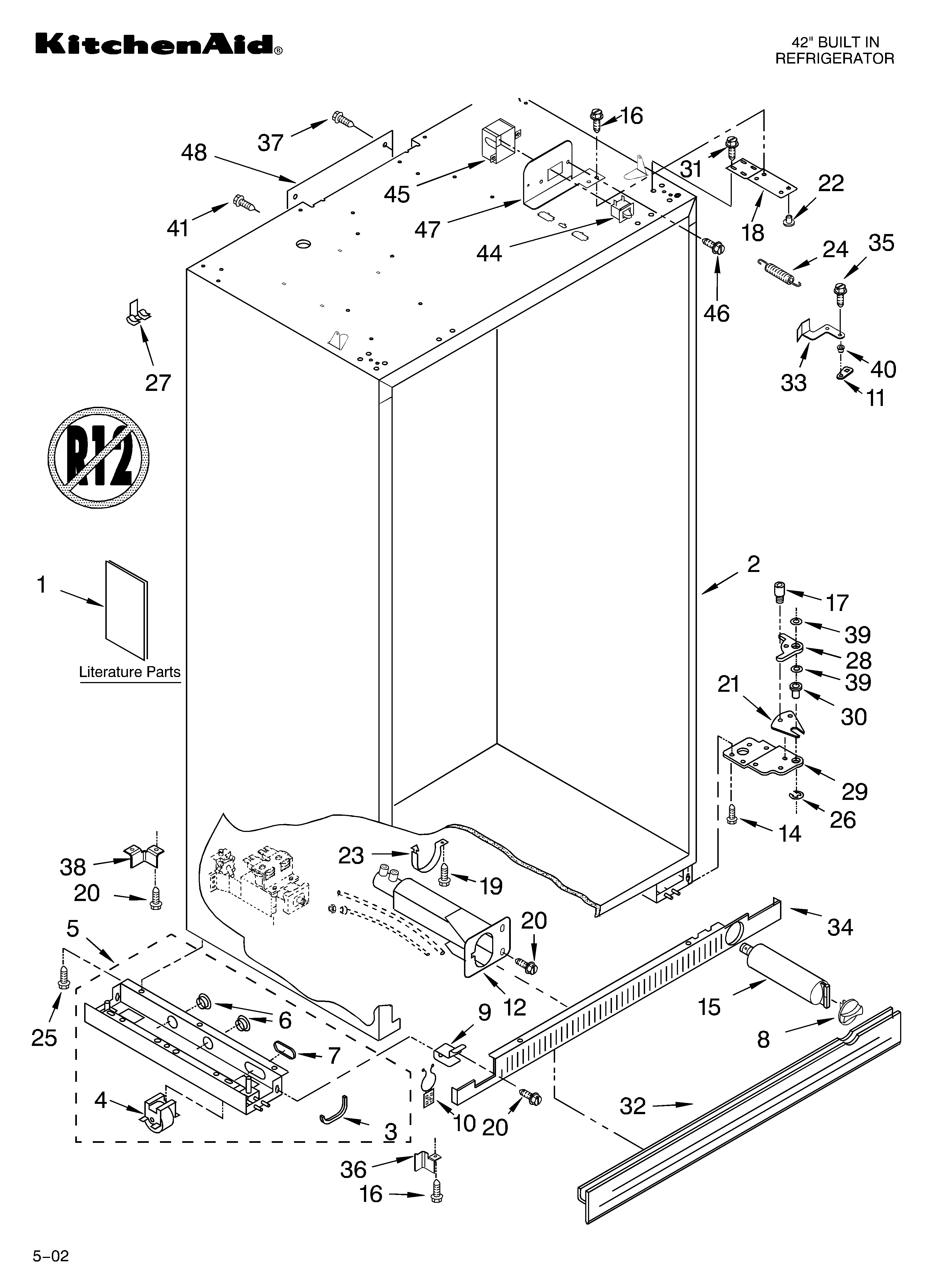KitchenAid KSSS42FKX01 cabinet/literature diagram