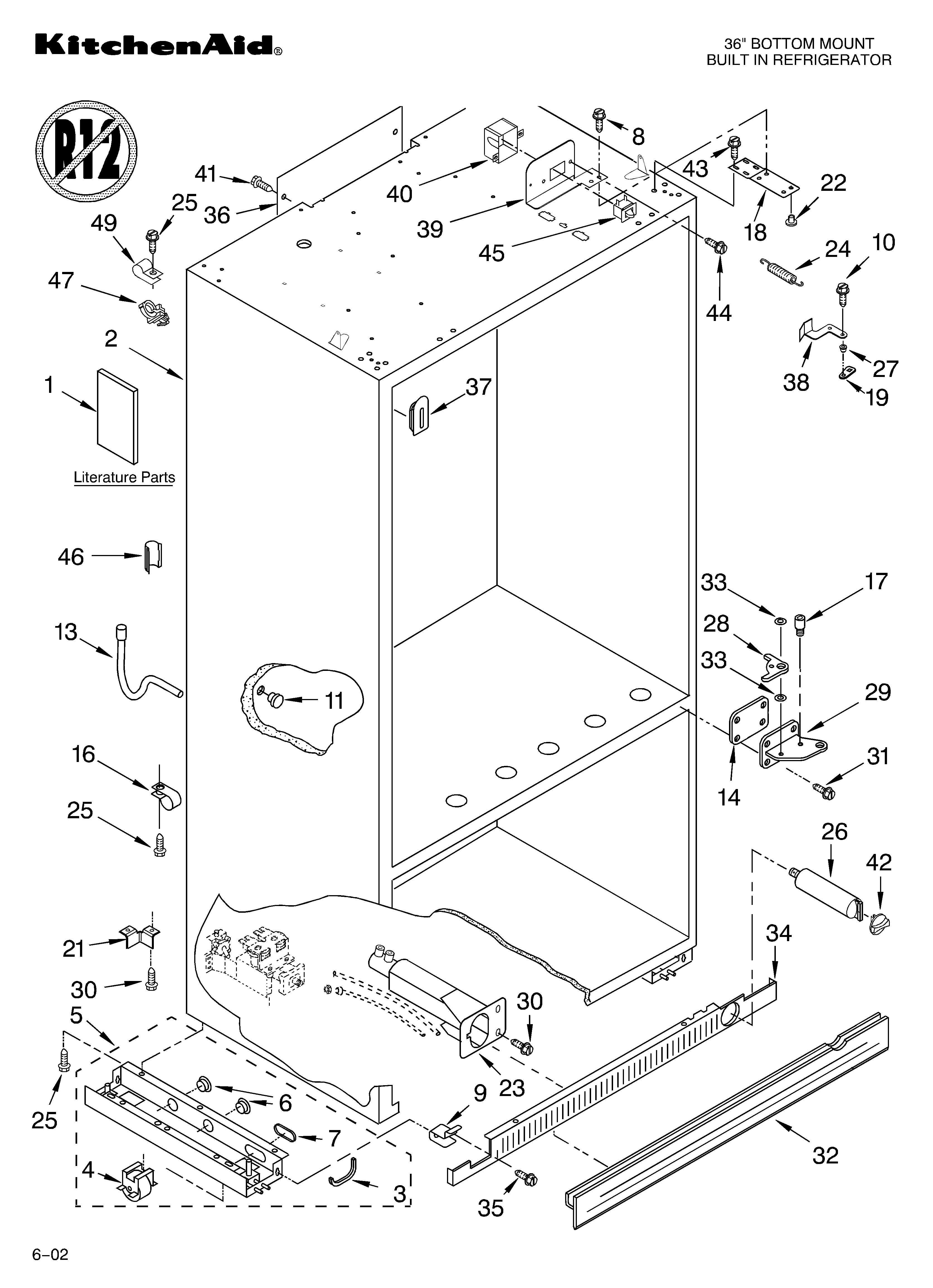 KitchenAid KBRC36FKS01 cabinet/literature diagram