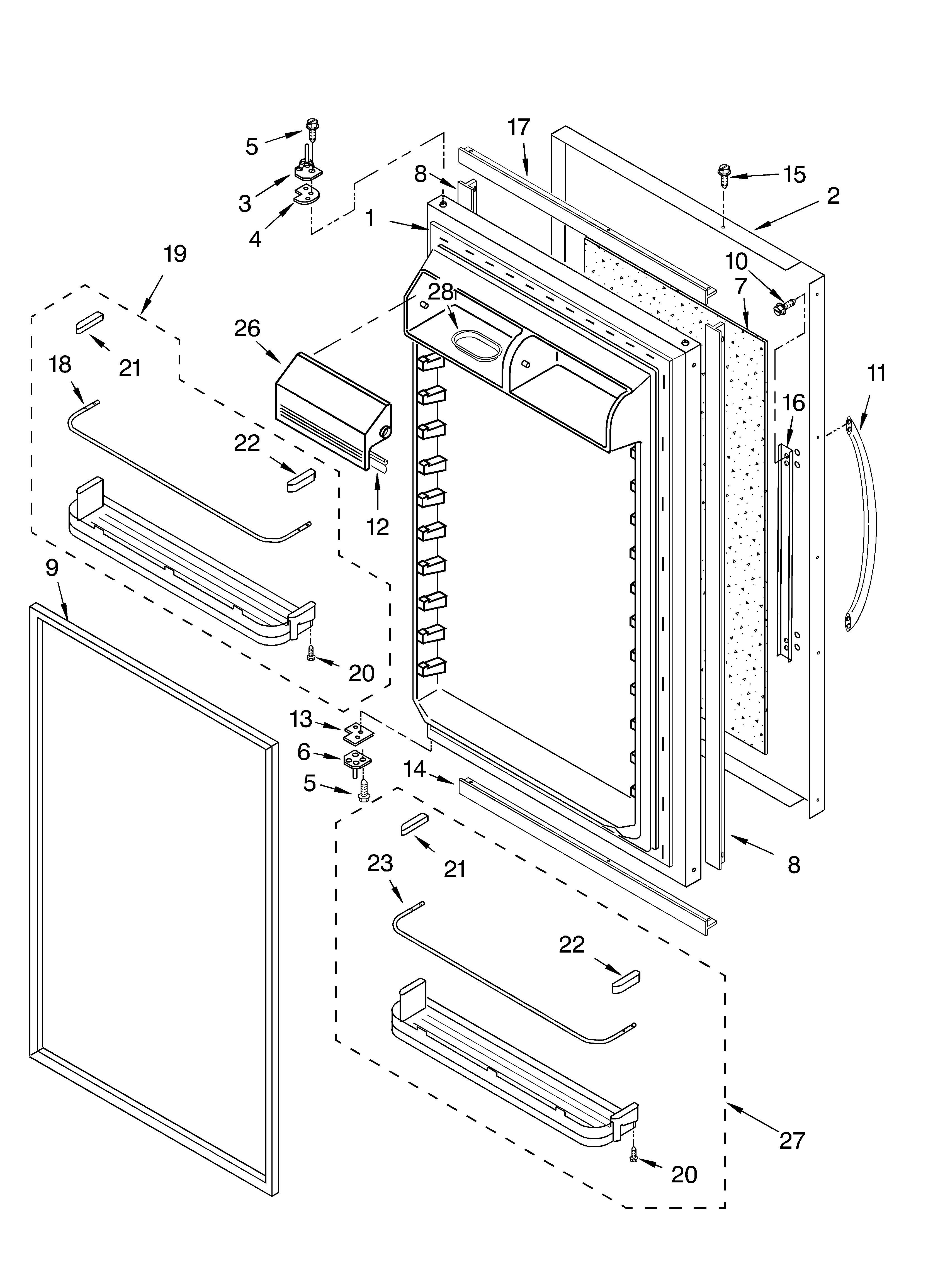 KitchenAid KBRC36FKS01 refrigerator door diagram