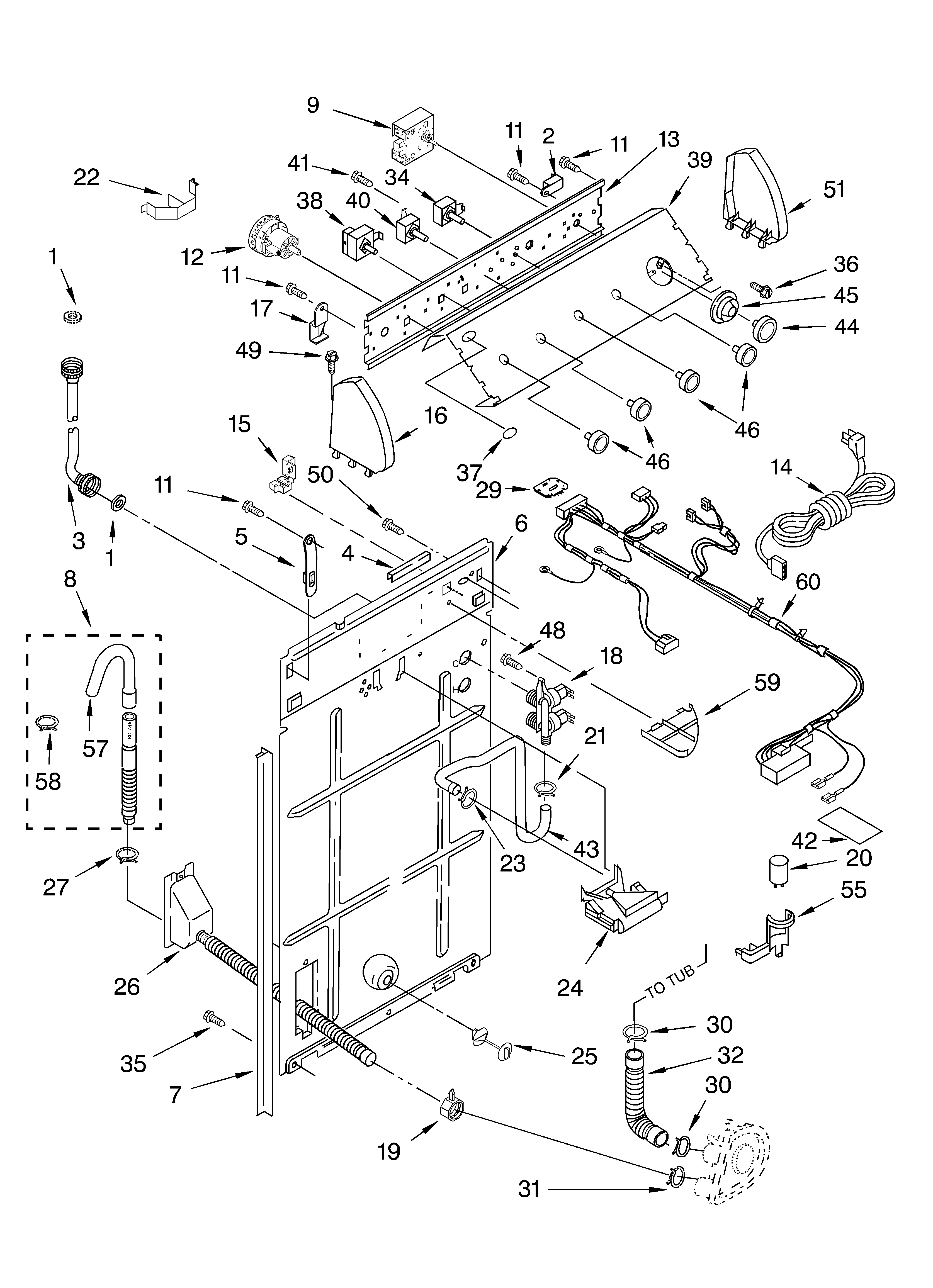 Whirlpool GSQ9631LL0 controls and rear panel diagram