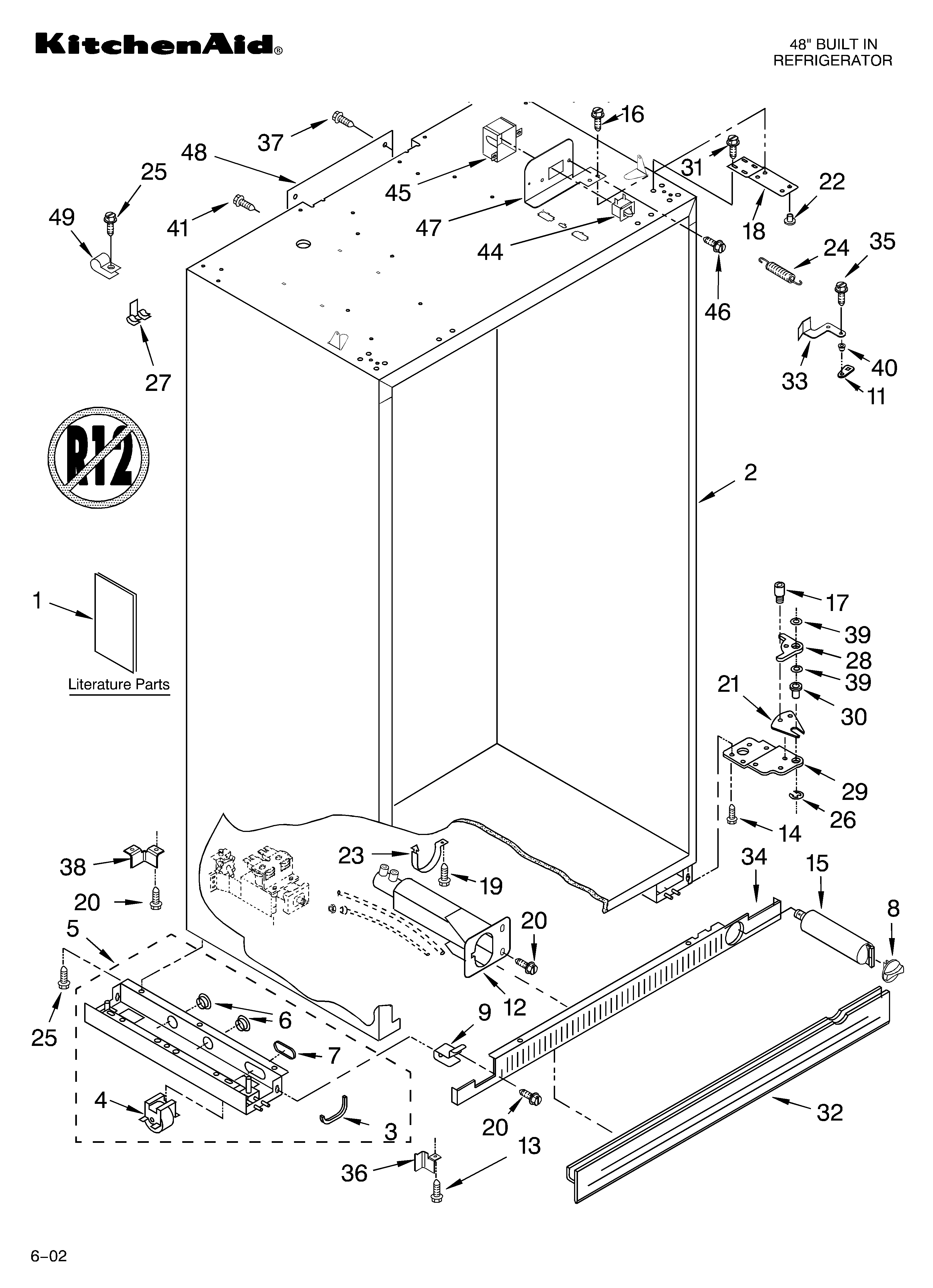 KitchenAid KSSS48FKT01 cabinet/literature diagram