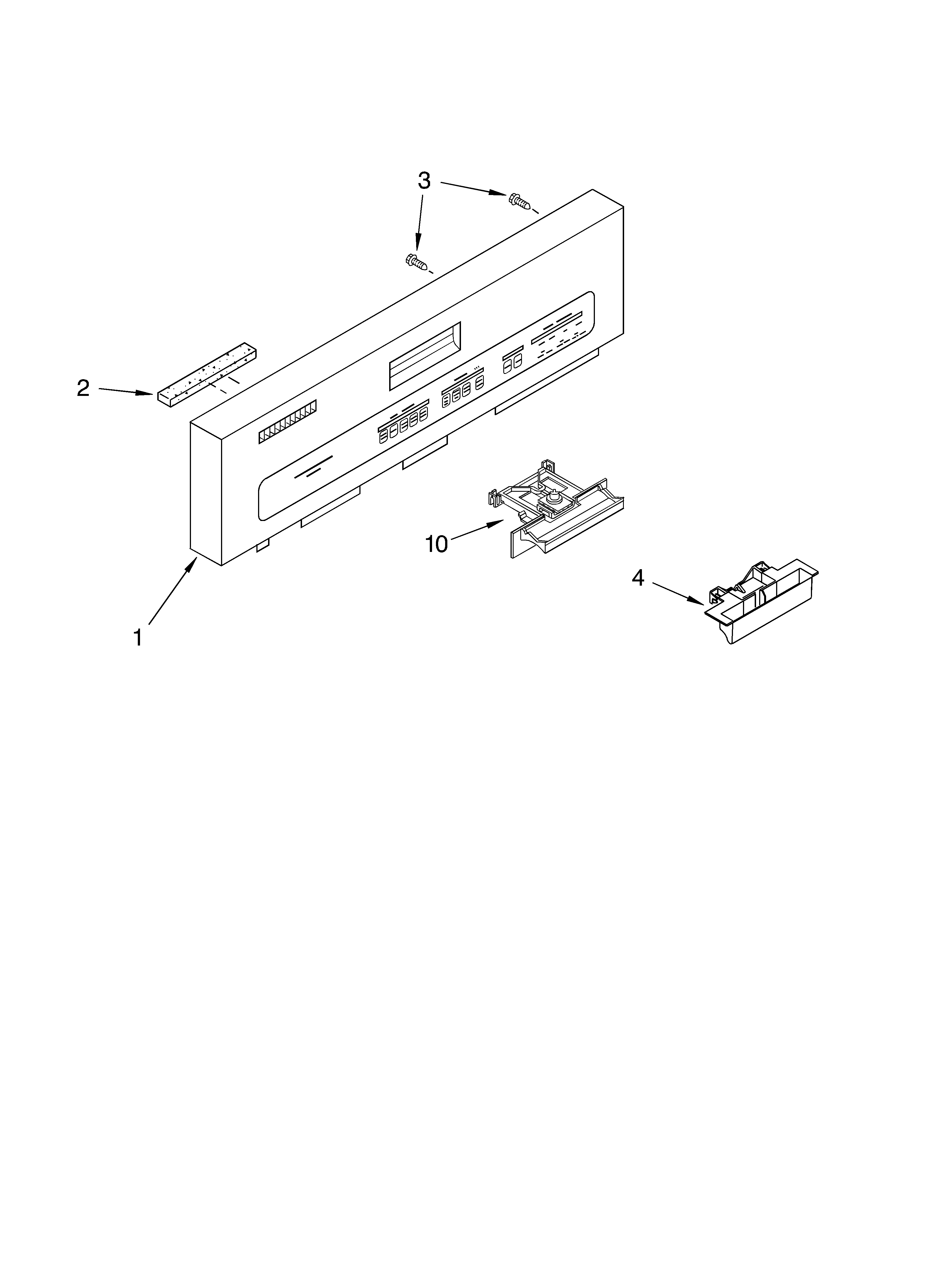 KitchenAid KUDC25CHWH1 control panel diagram