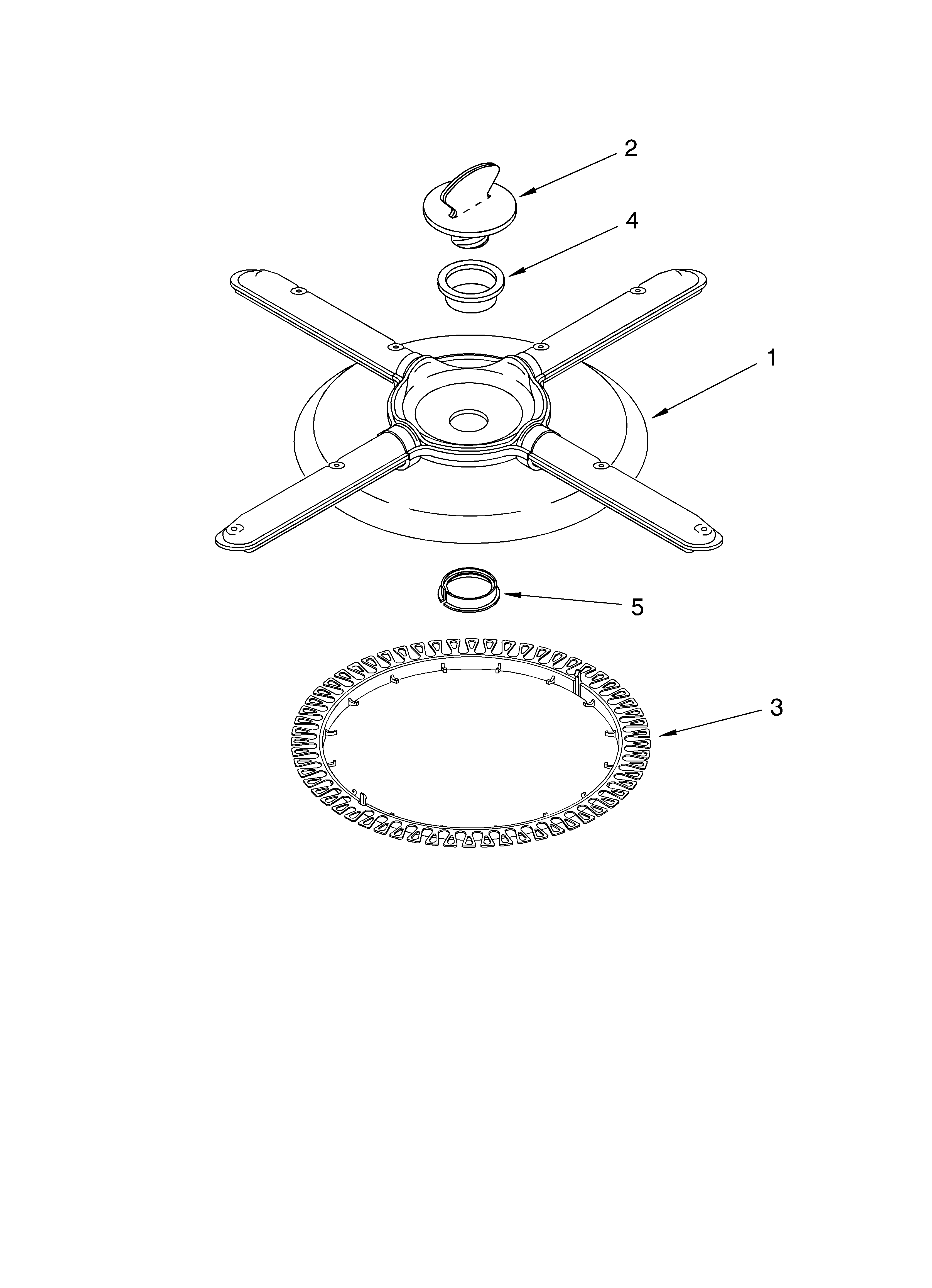 KitchenAid KUDC25CHWH1 lower washarm and strainer diagram