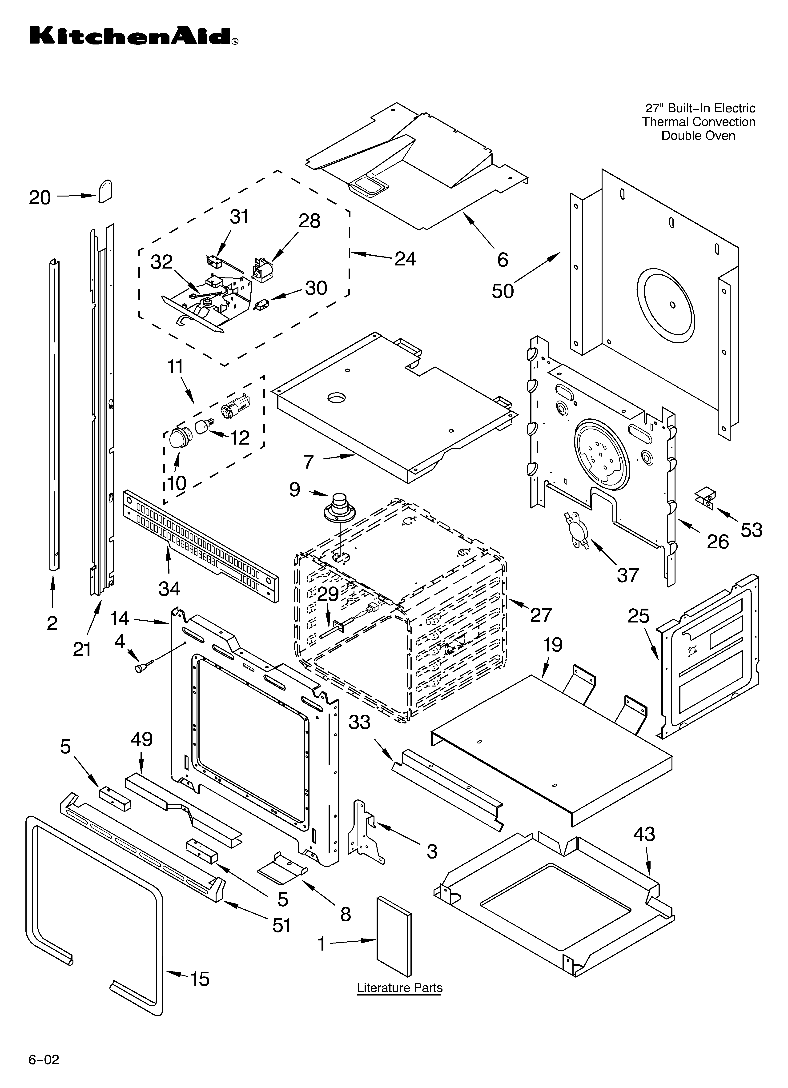 KitchenAid KEBC278KSS1 oven/literature diagram