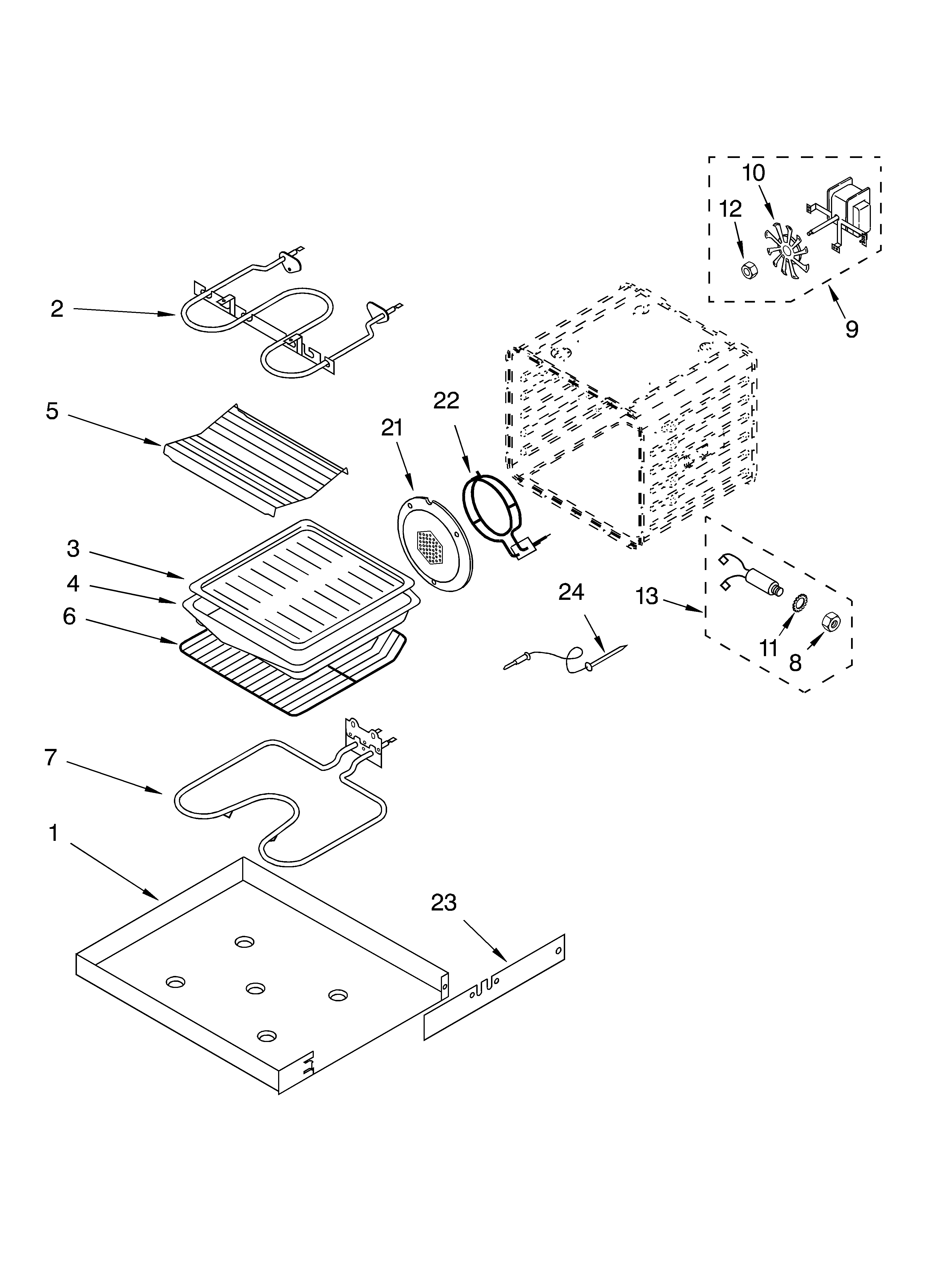 KitchenAid KEBC278KSS1 internal oven diagram