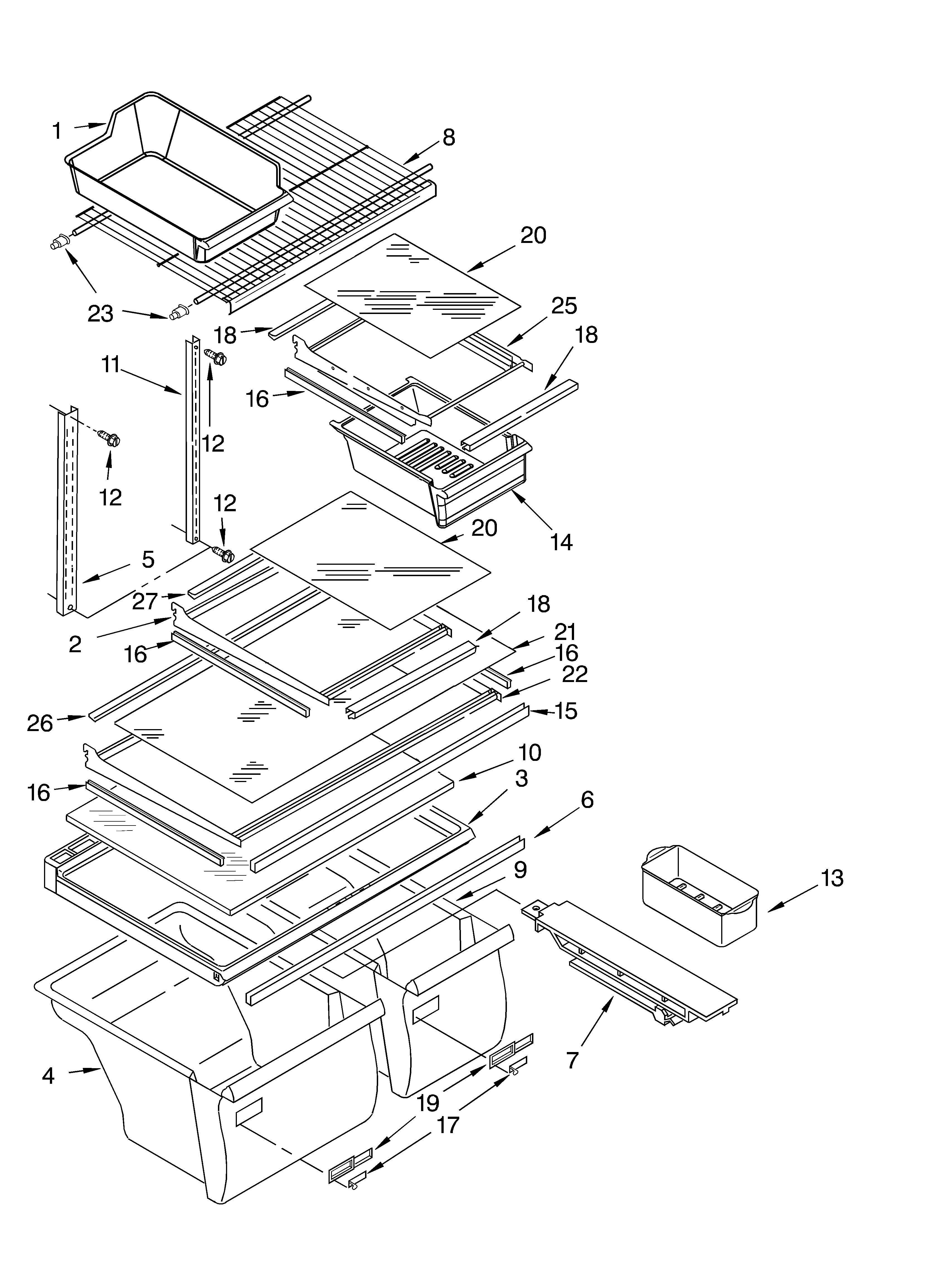 Whirlpool ET8NHMXKQ02 shelf/optional diagram