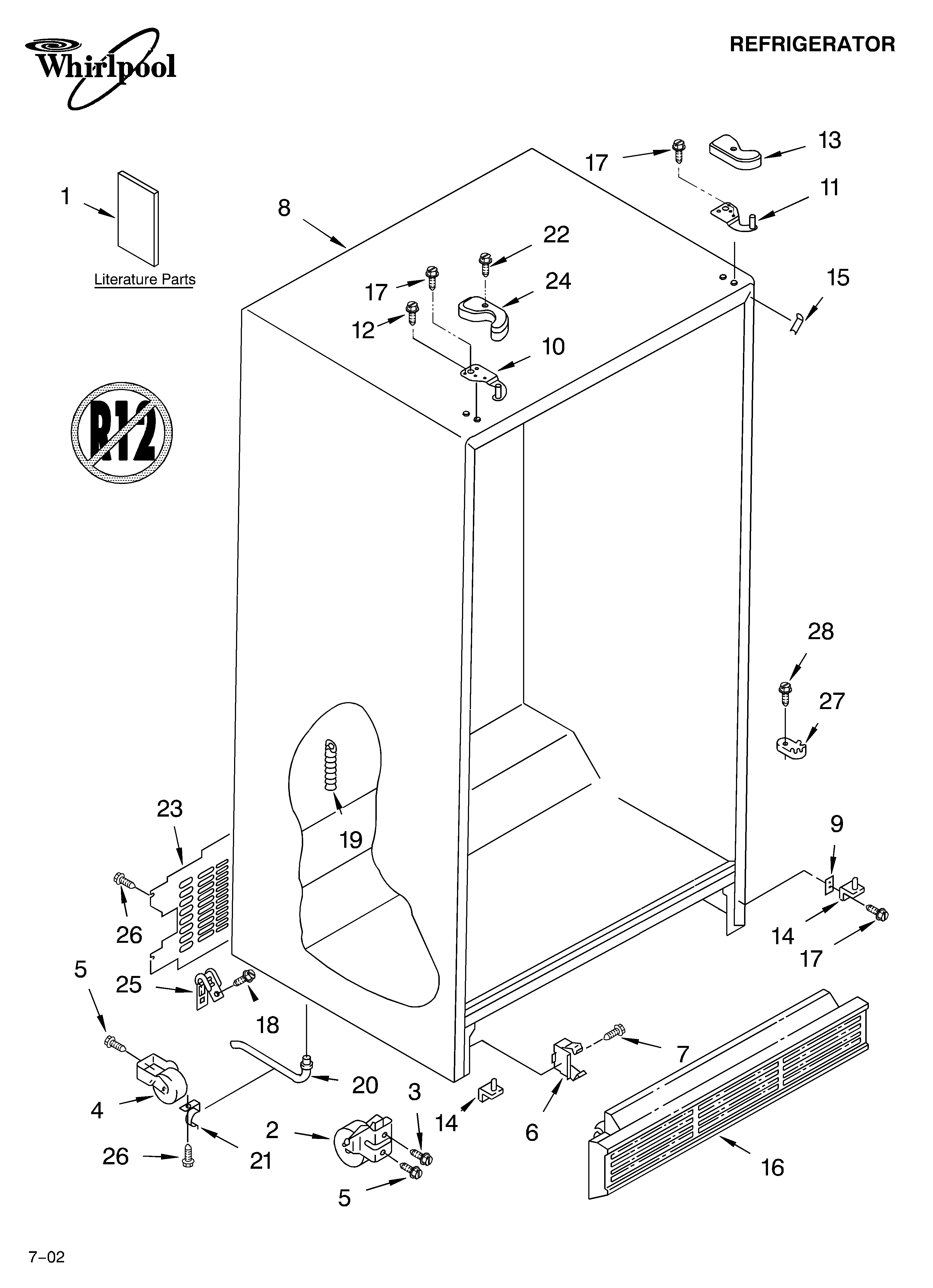 Whirlpool ED2CHQXKQ01 cabinet/literature diagram