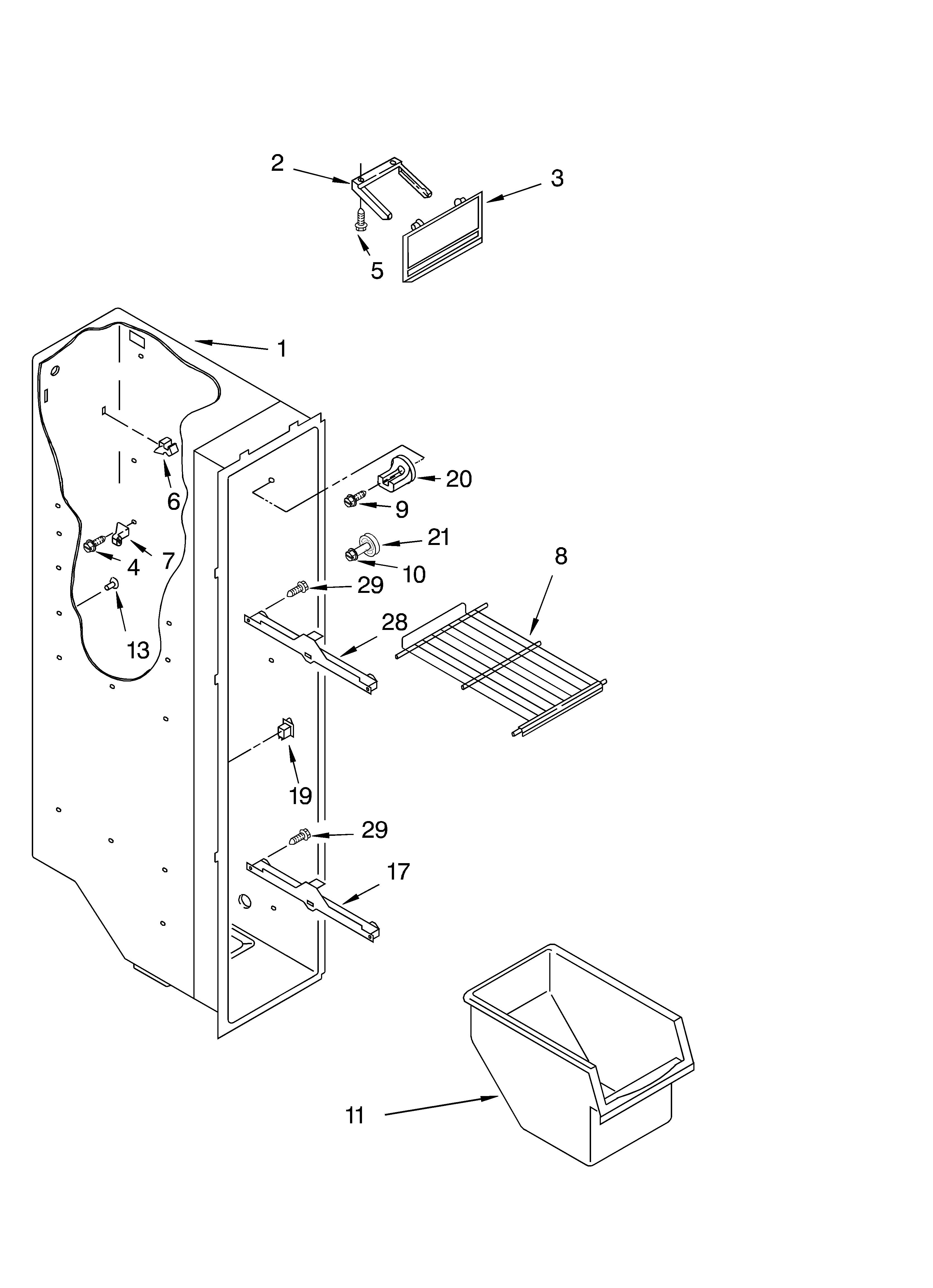 Whirlpool ED2CHQXKQ01 freezer liner diagram