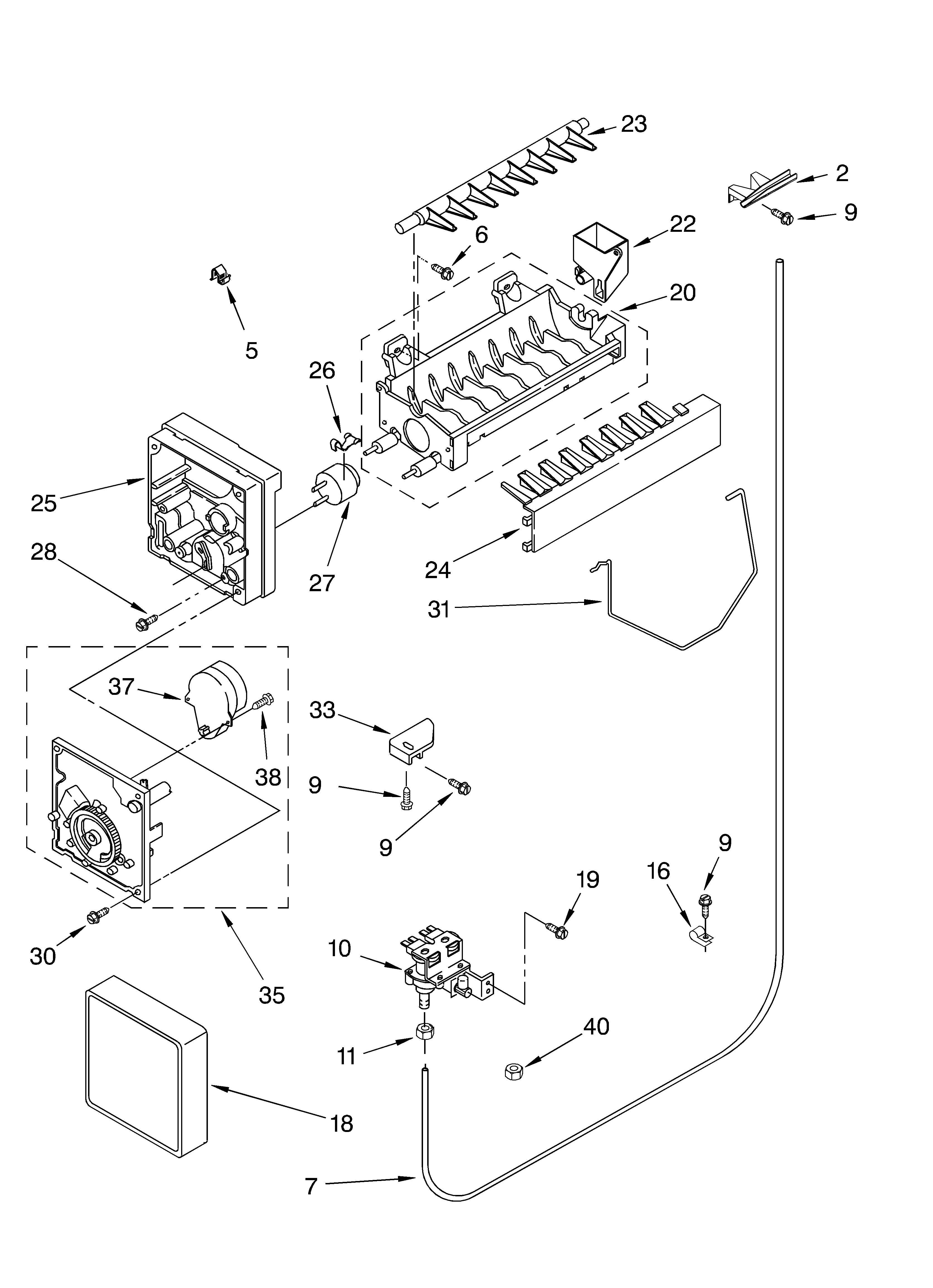 Whirlpool ED2CHQXKQ01 ice maker diagram