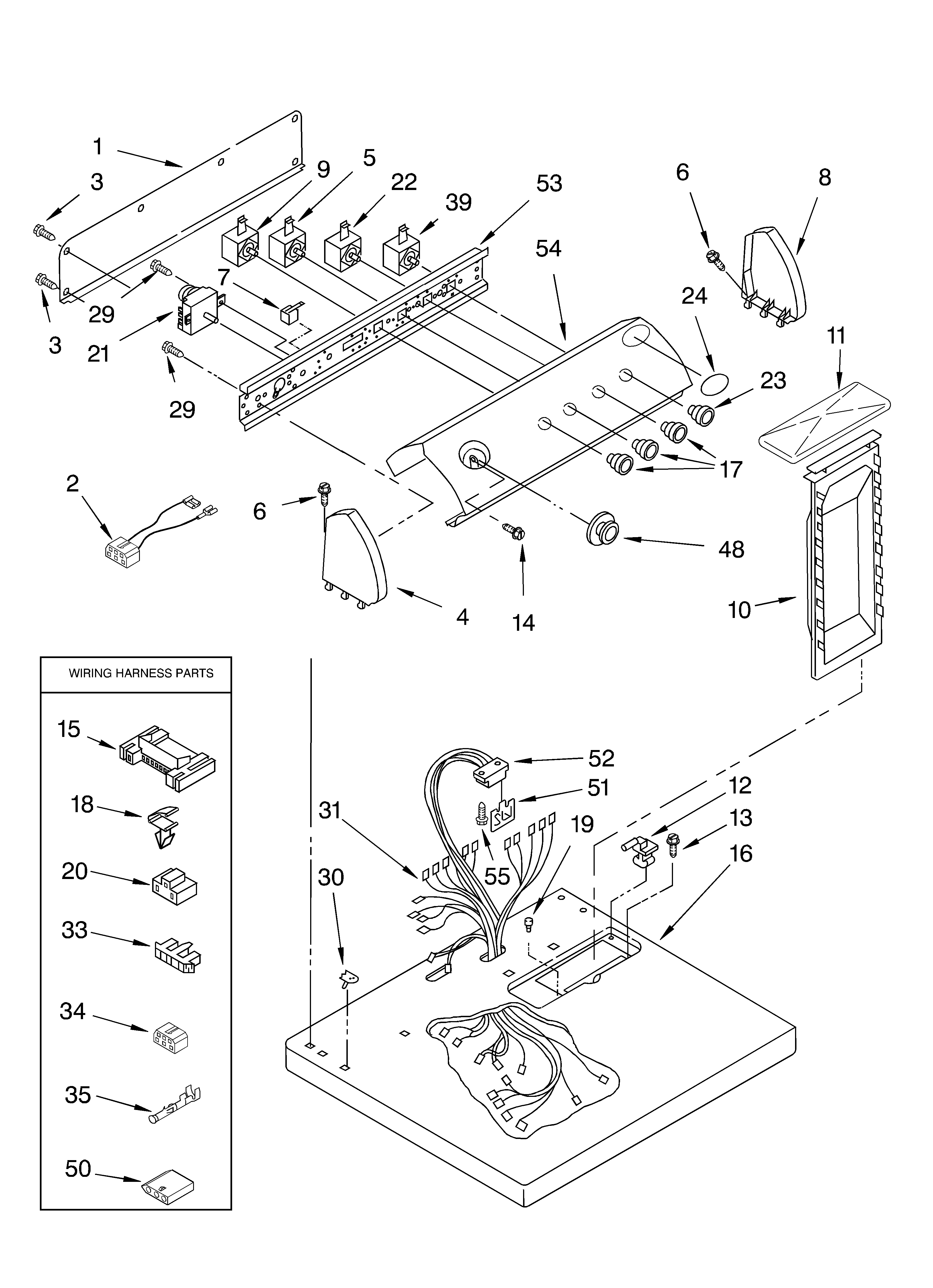 Whirlpool LEQ9858LG0 top and console diagram