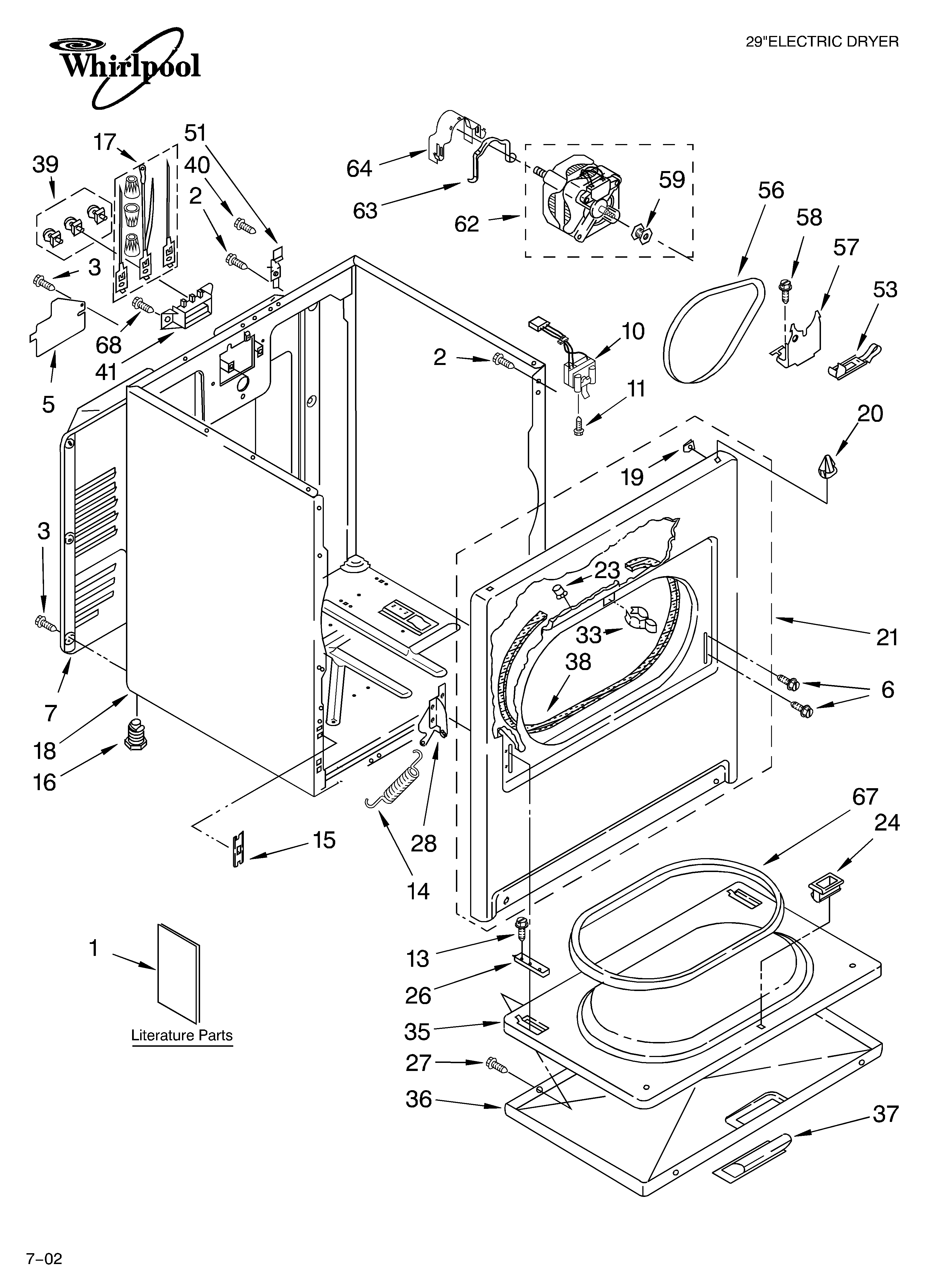 Whirlpool LER8648LW0 cabinet/literature diagram