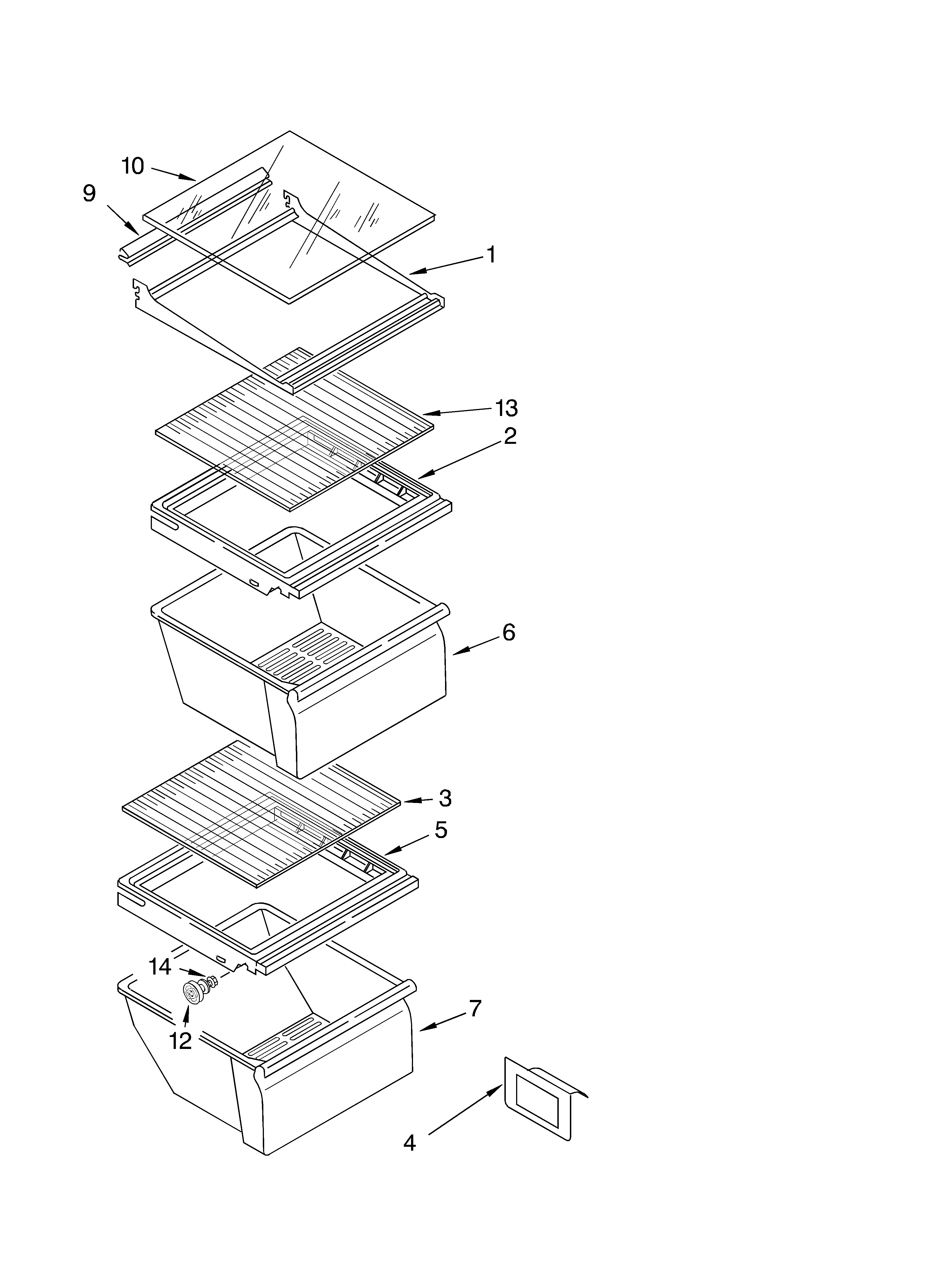 Whirlpool ED2GTQXKQ02 refrigerator shelf diagram