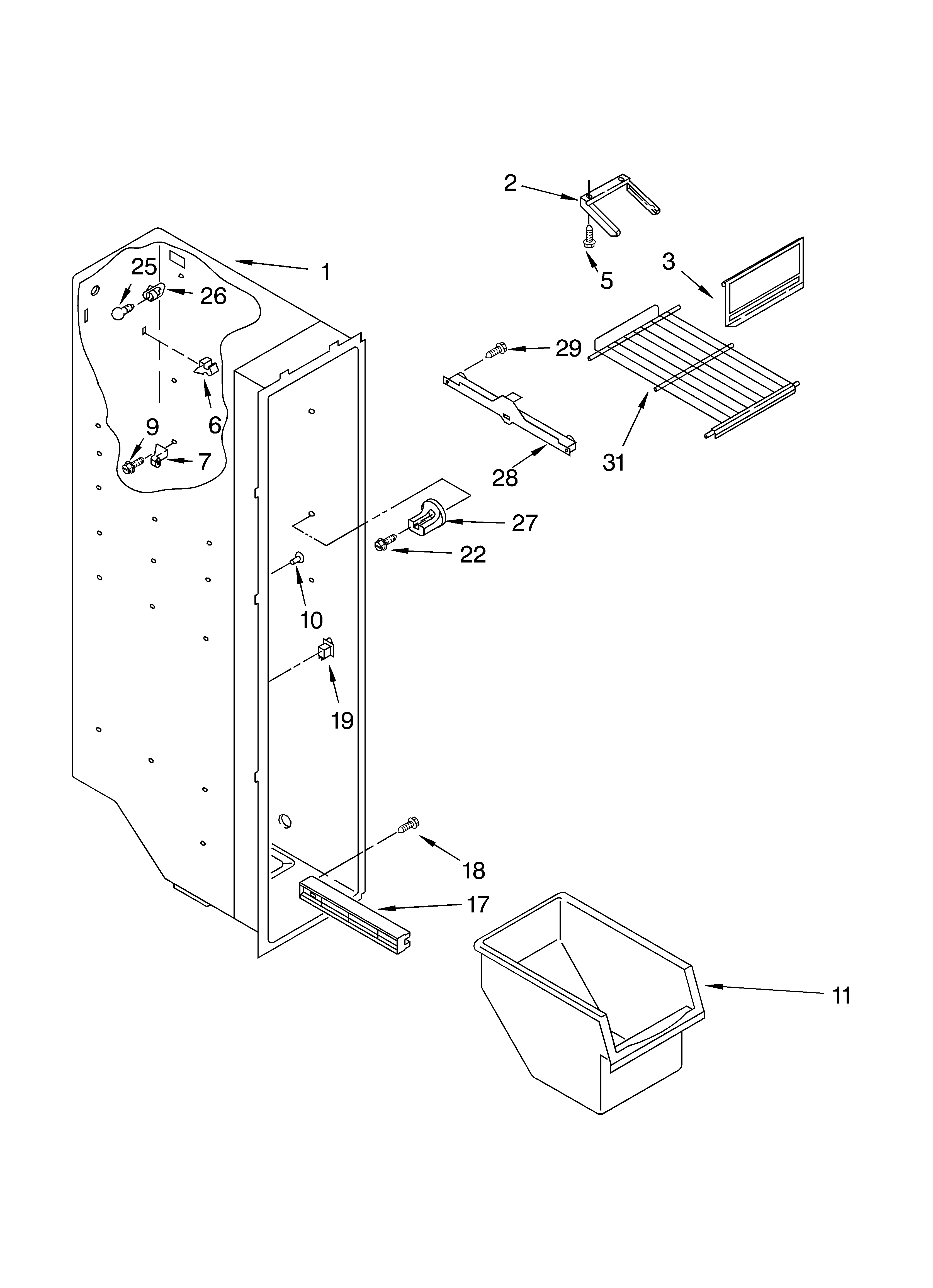Whirlpool ED2GTQXKQ02 freezer liner diagram