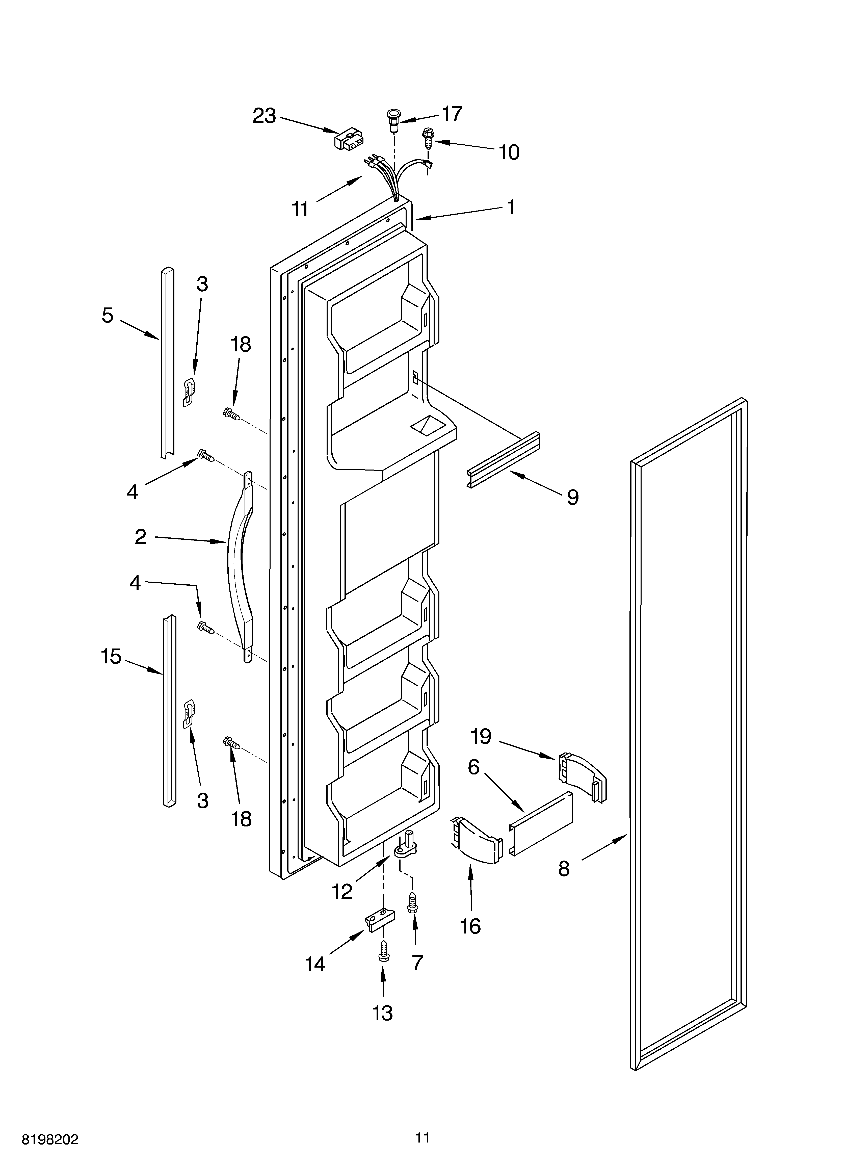 Whirlpool ED2GTQXKQ02 freezer door diagram
