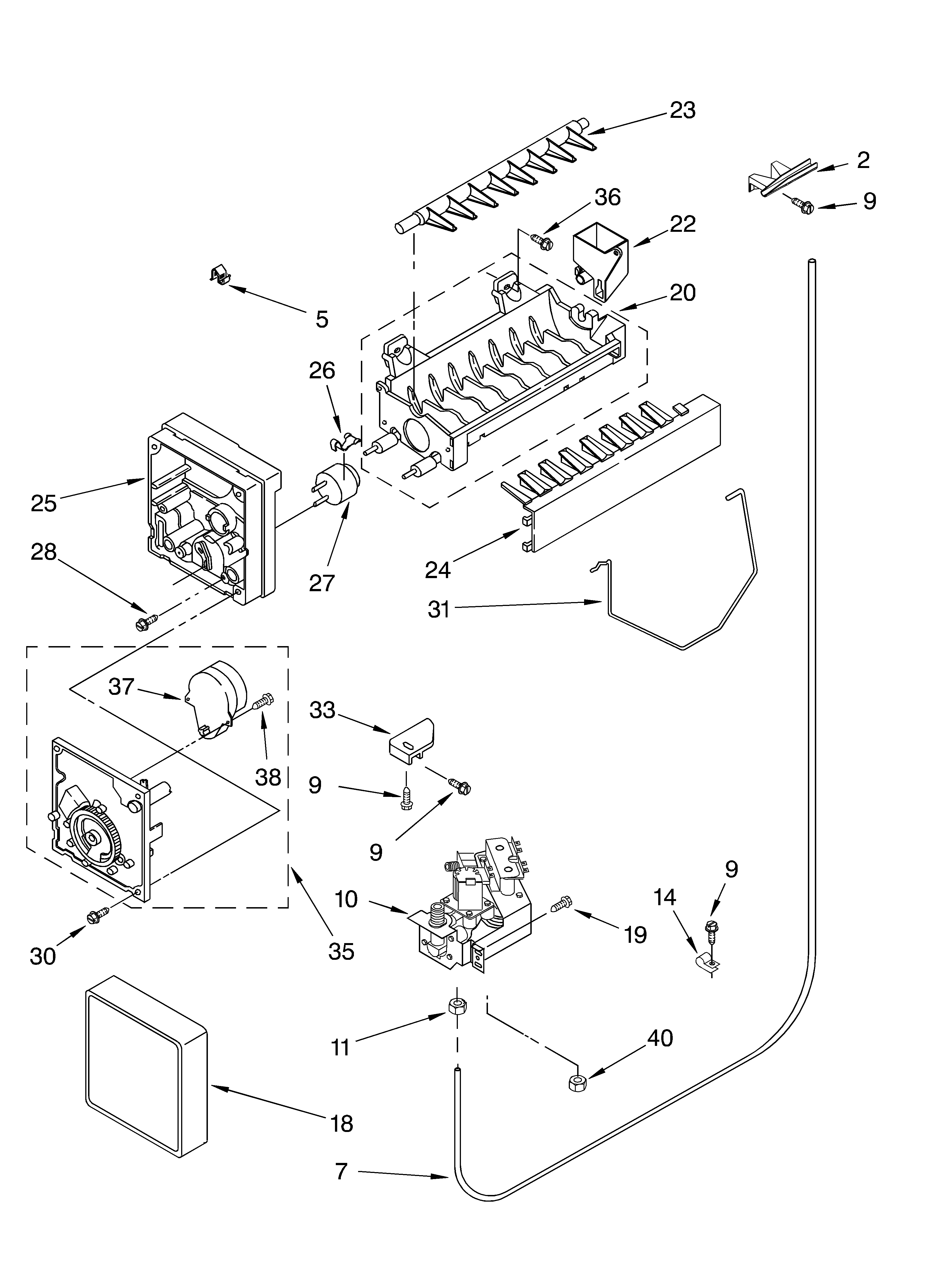 Whirlpool ED2GTQXKQ02 ice maker/optional diagram