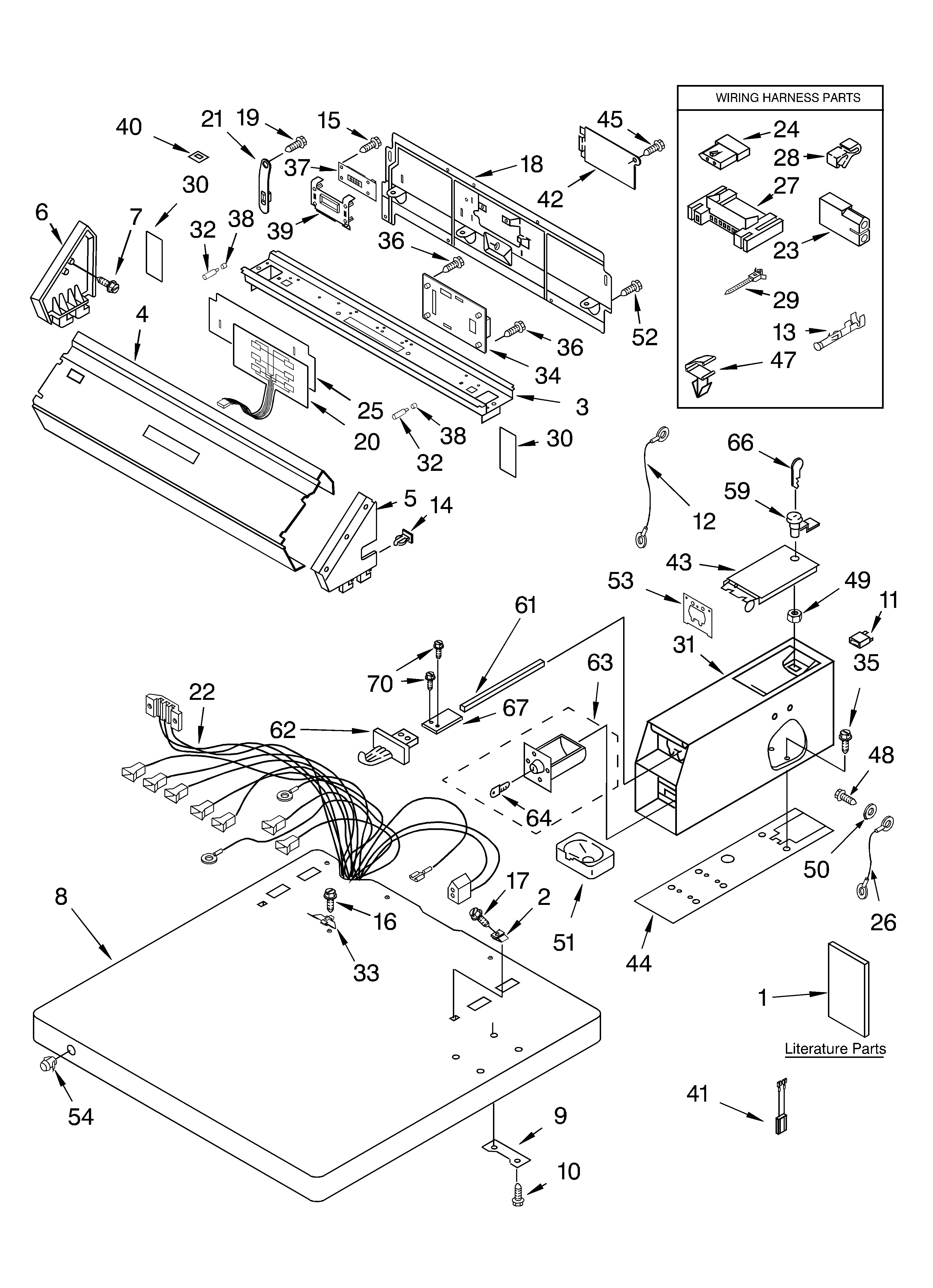 Whirlpool CEP2760KQ0 top and console/literature diagram