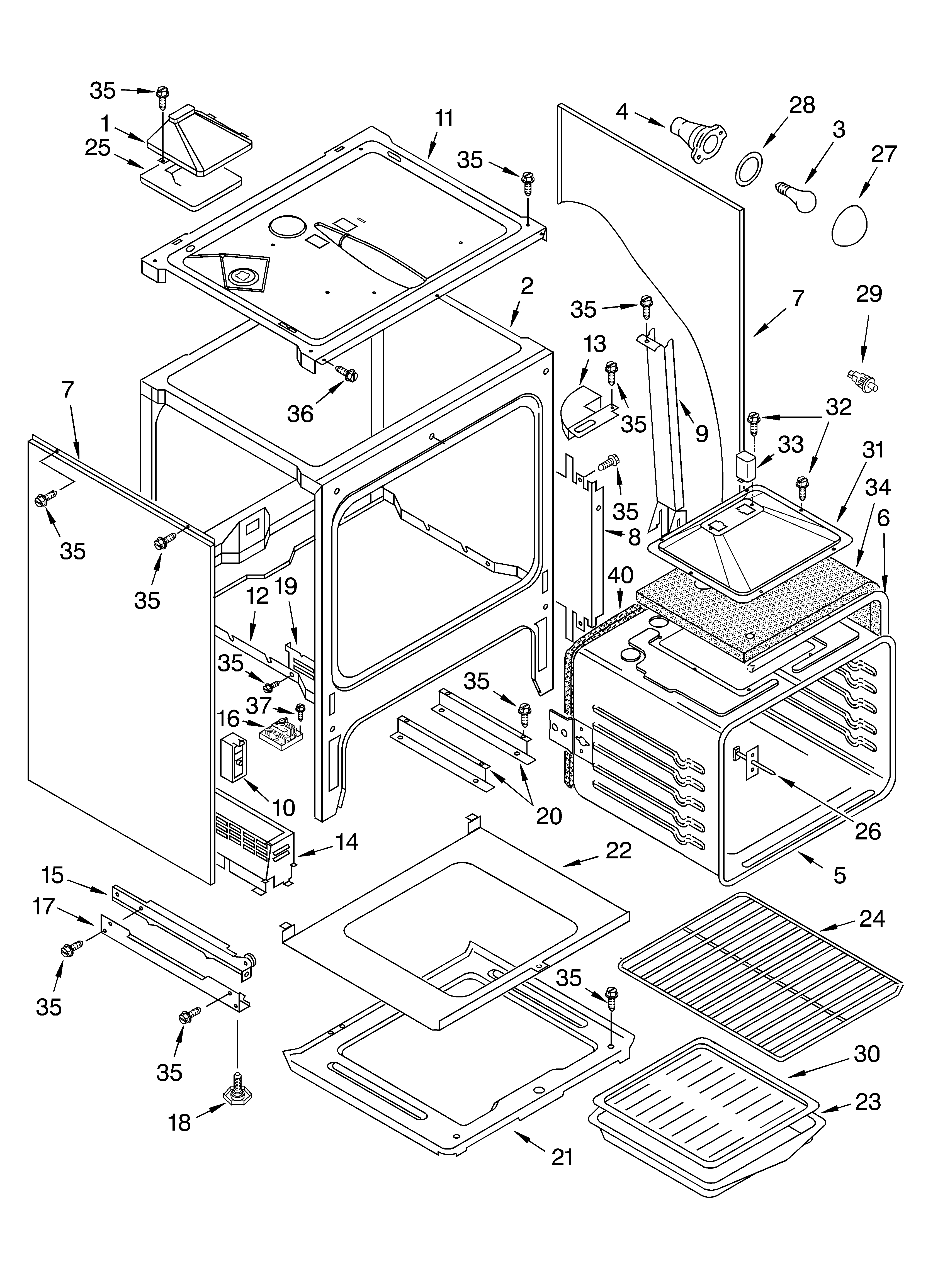Whirlpool GW395LEGQ6 oven chassis diagram