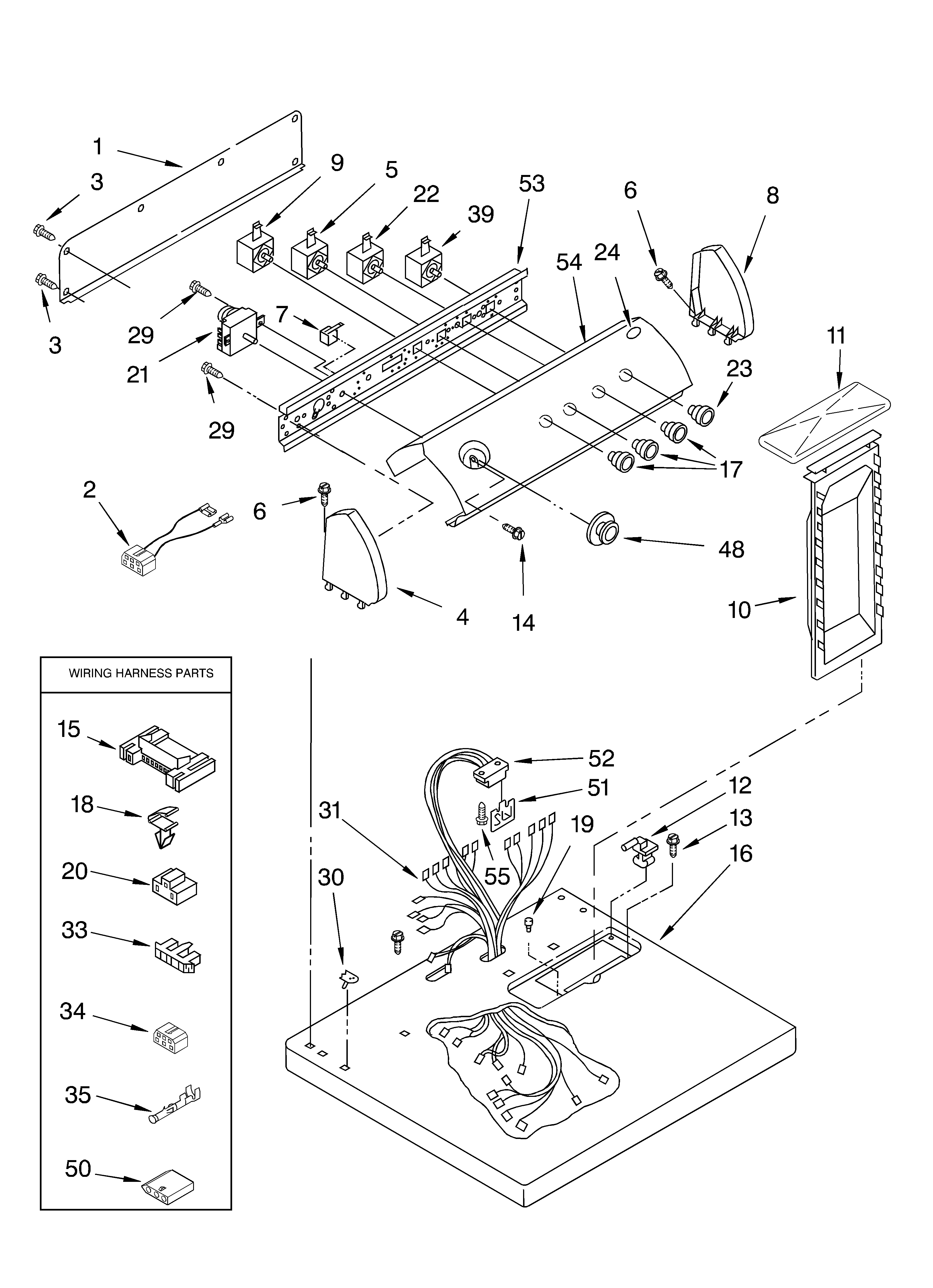 Whirlpool LEQ9508LG0 top and console diagram