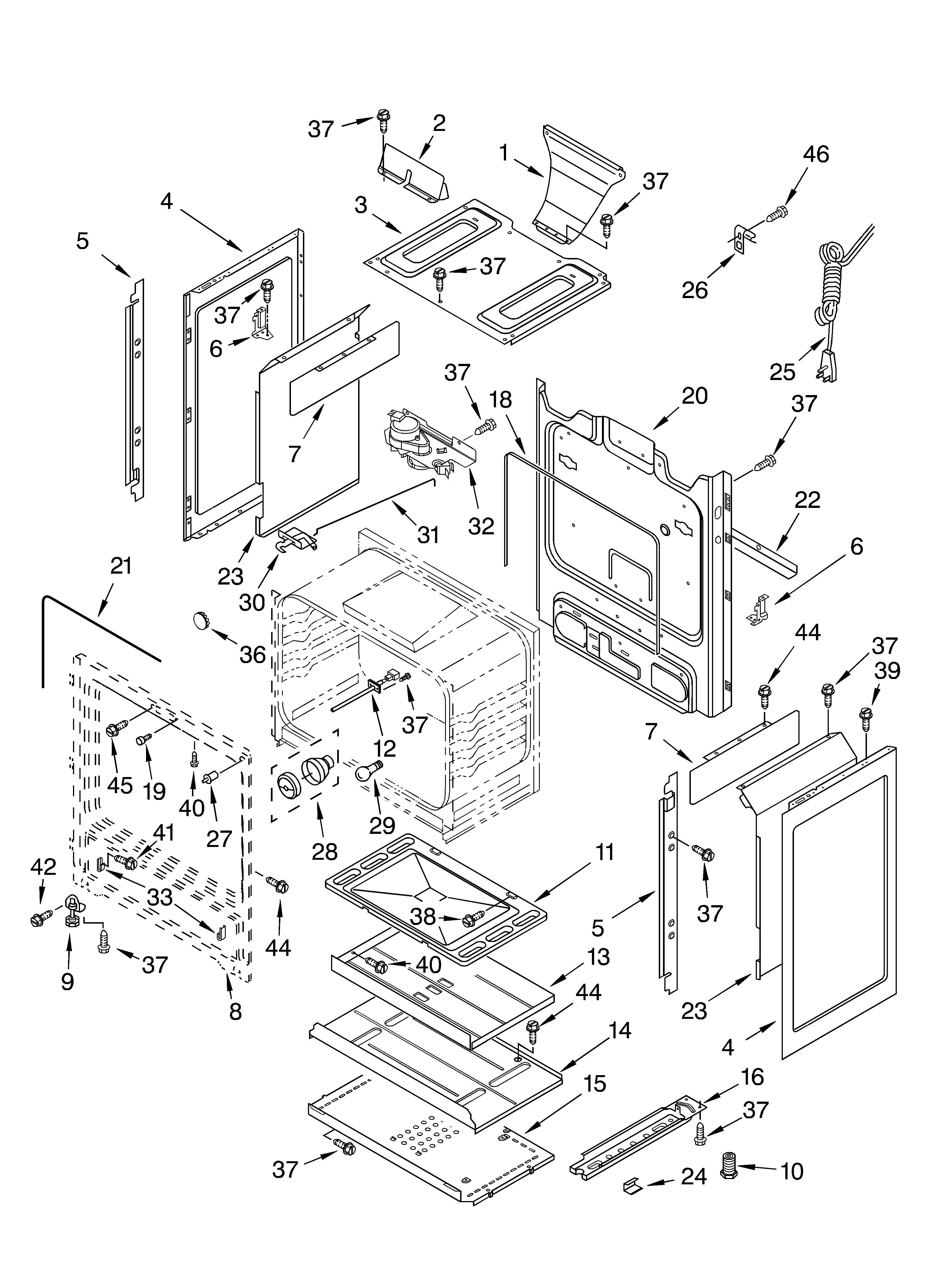 Whirlpool SF357PEKT1 chassis diagram