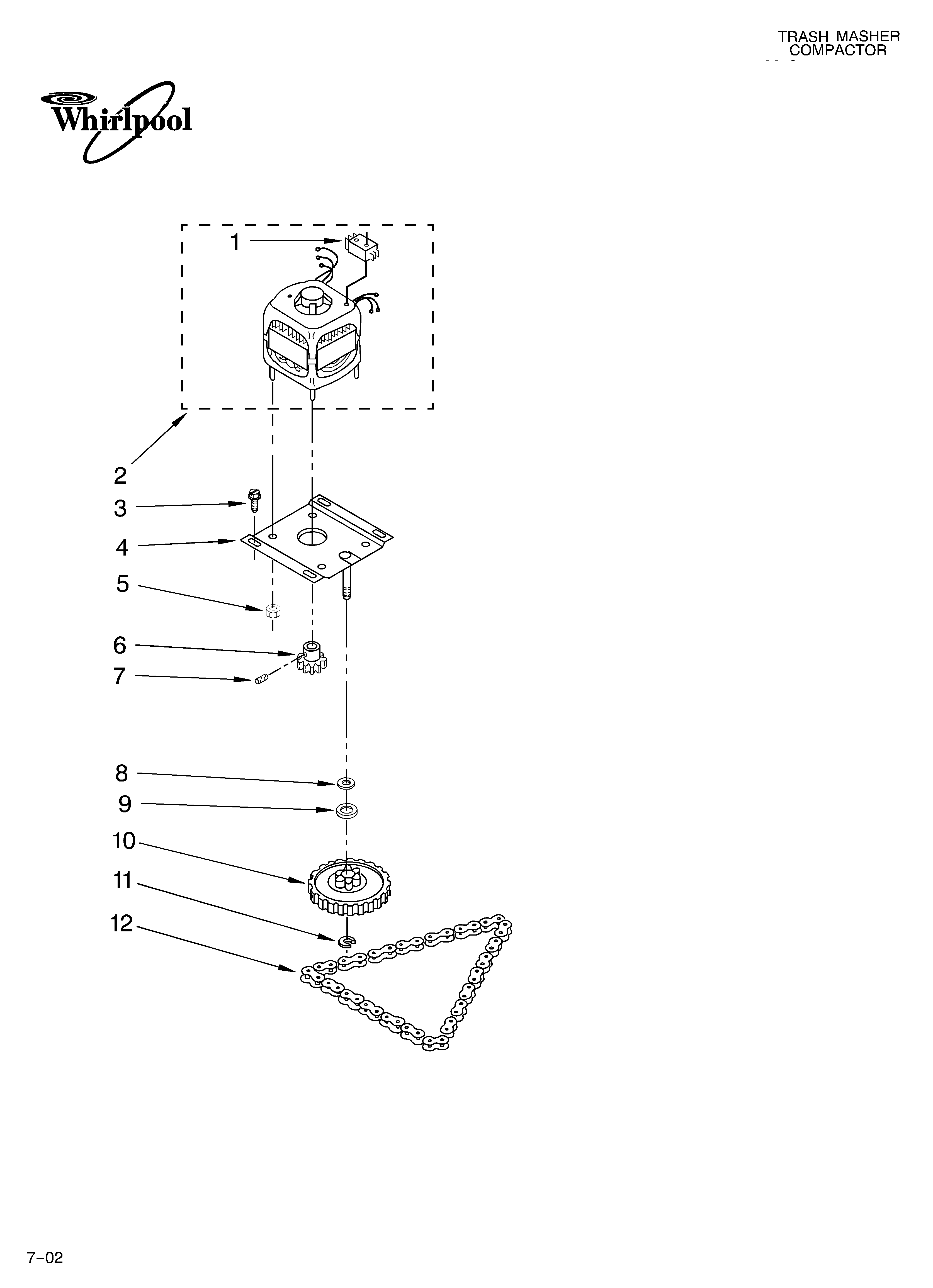 Whirlpool GX900QPLT0 motor and drive/literature diagram
