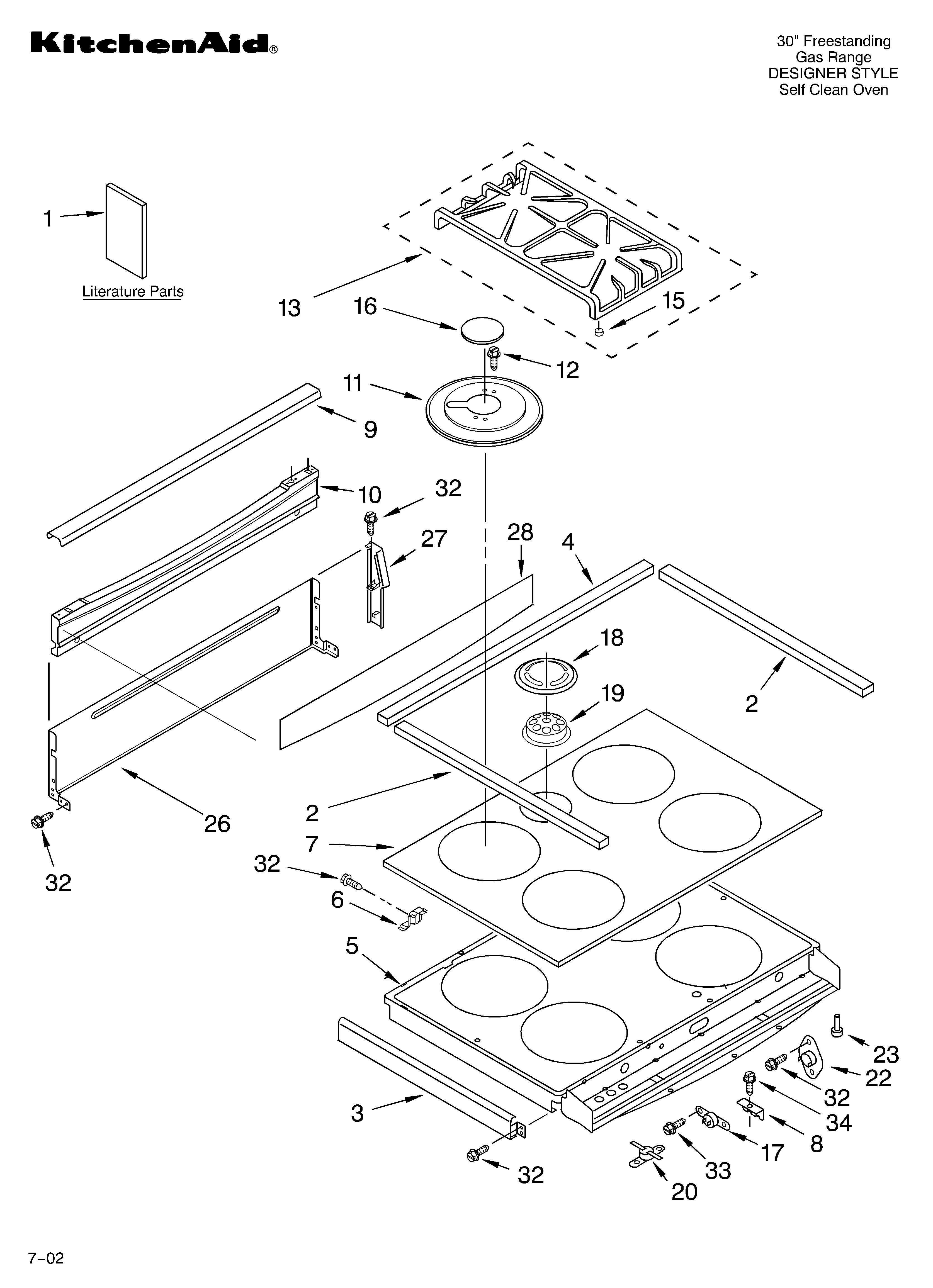KitchenAid KGRT600HBT9 cooktop/literature diagram