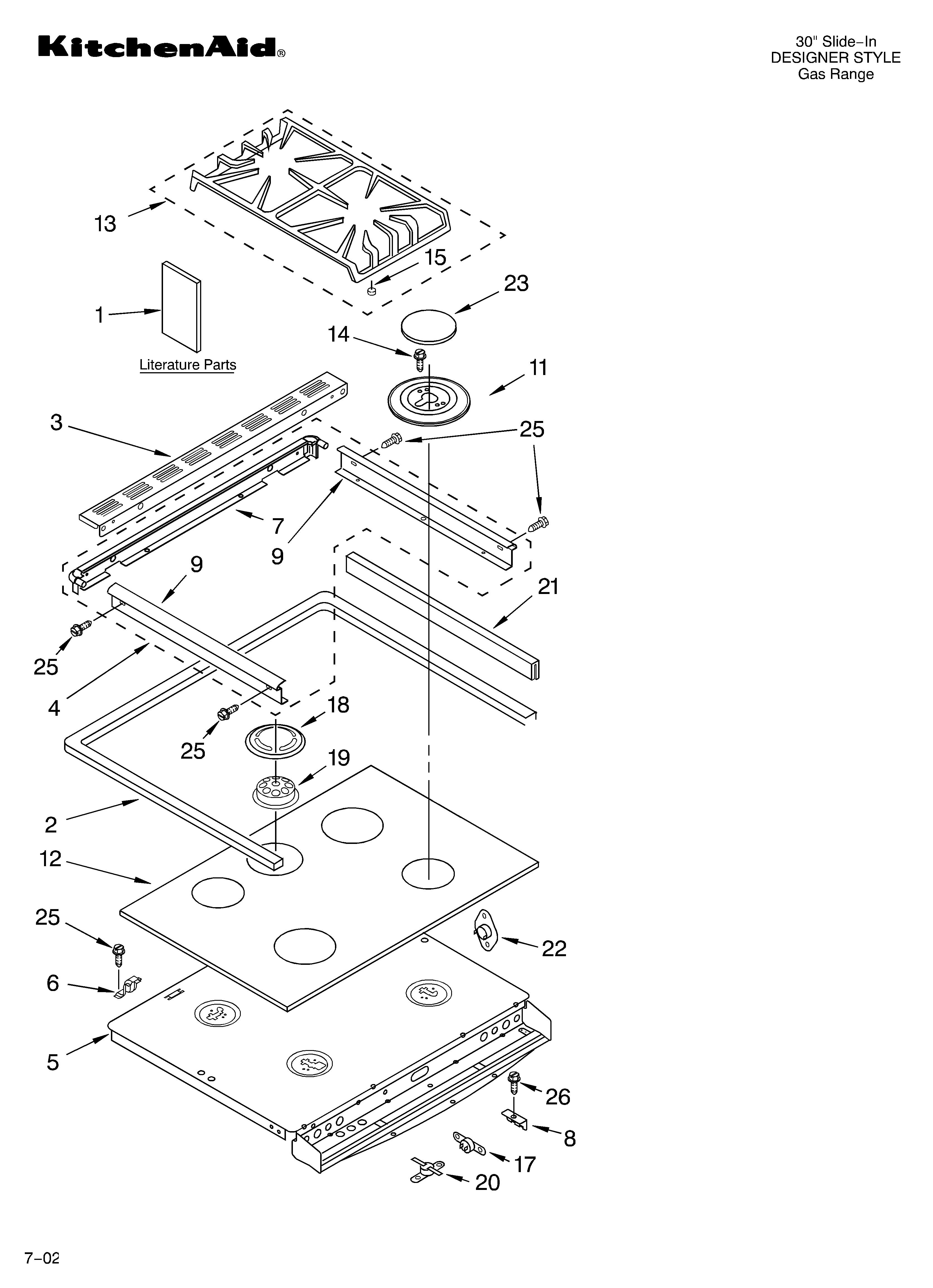 KitchenAid KGST300HBT9 cooktop/literature diagram