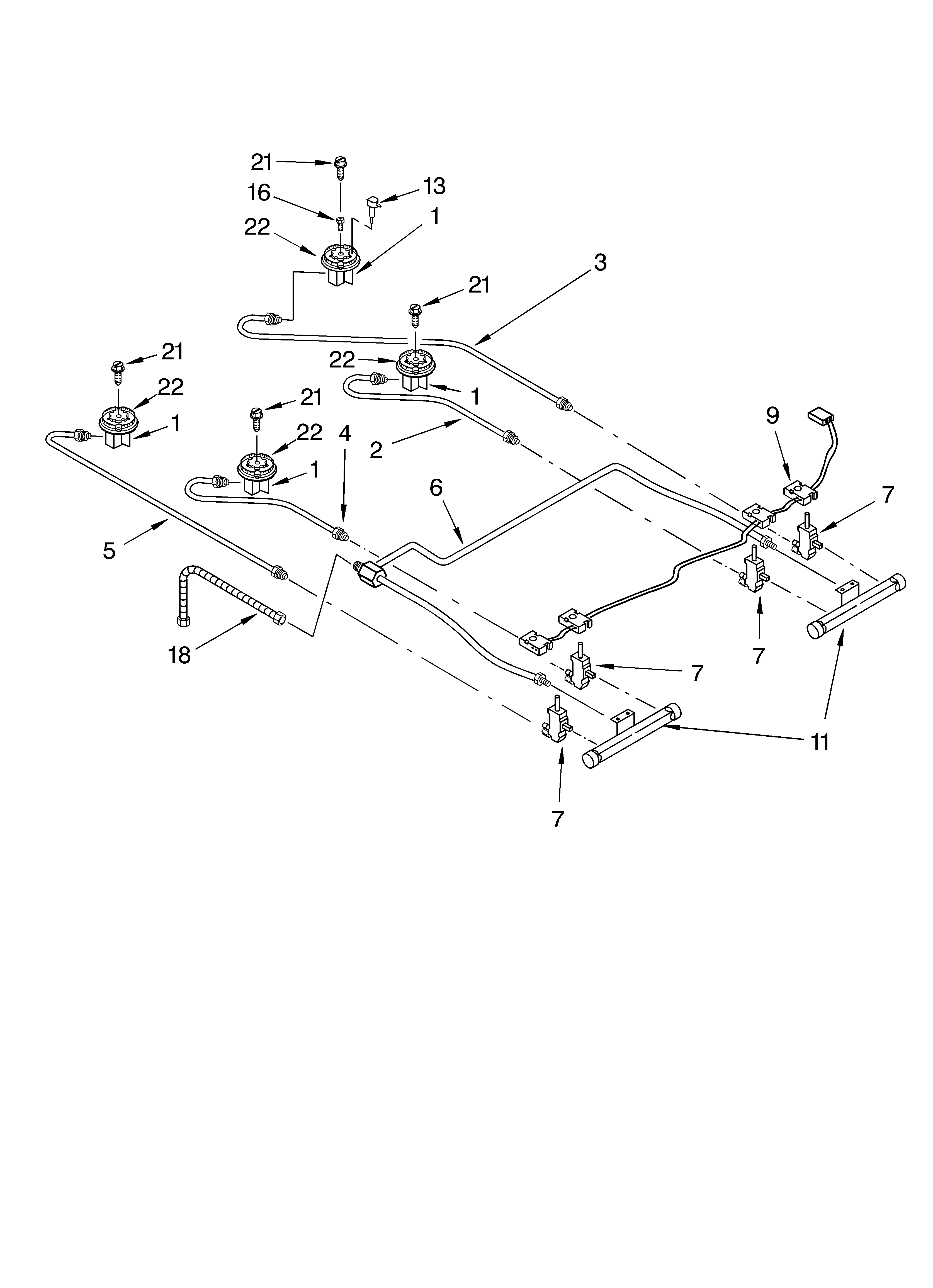 KitchenAid KGST300HBT9 cooktop burner diagram