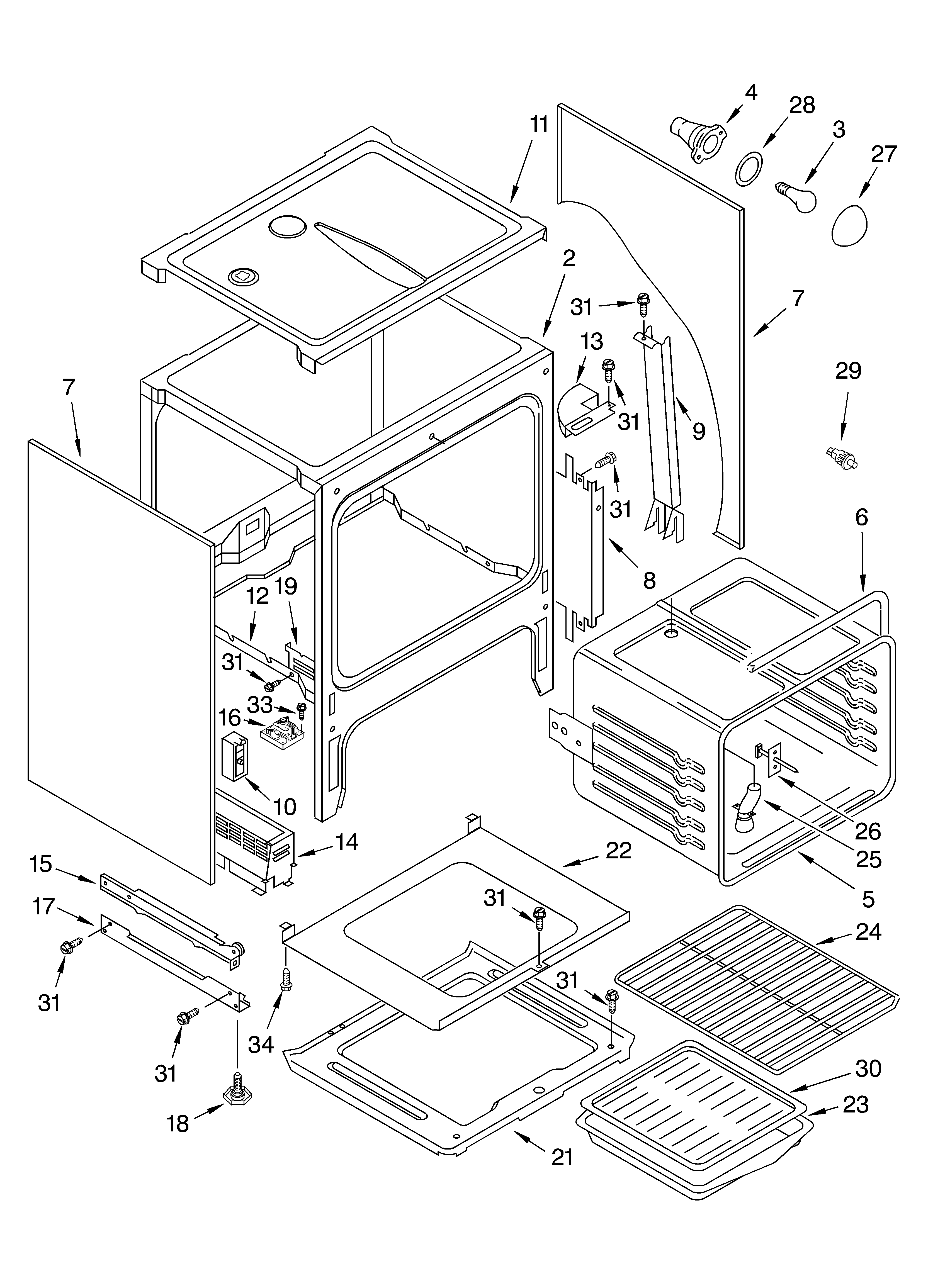KitchenAid KGST300HBT9 oven chassis diagram