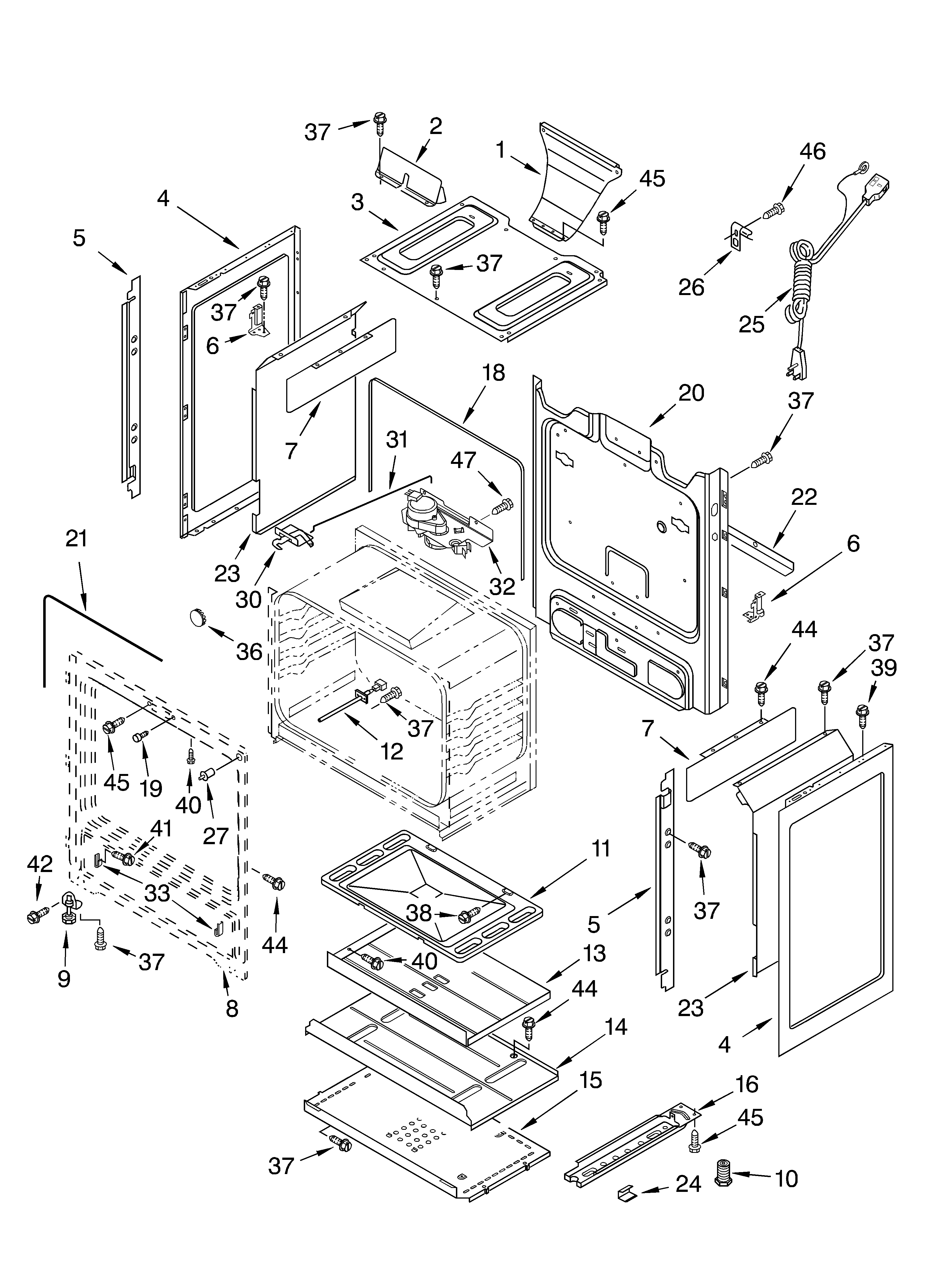 Roper FGS337KW1 chassis diagram