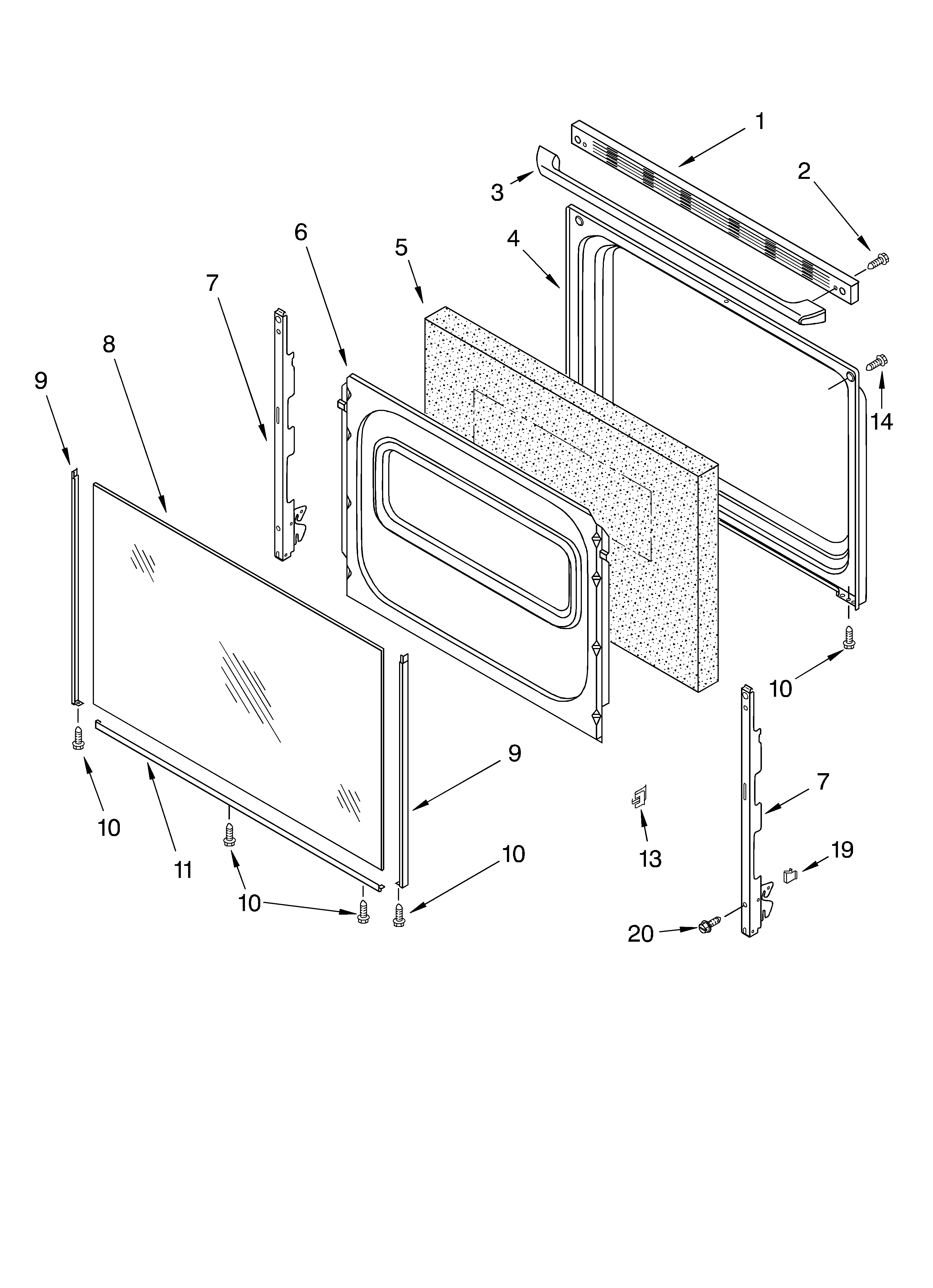 Roper FGS337KW1 door diagram