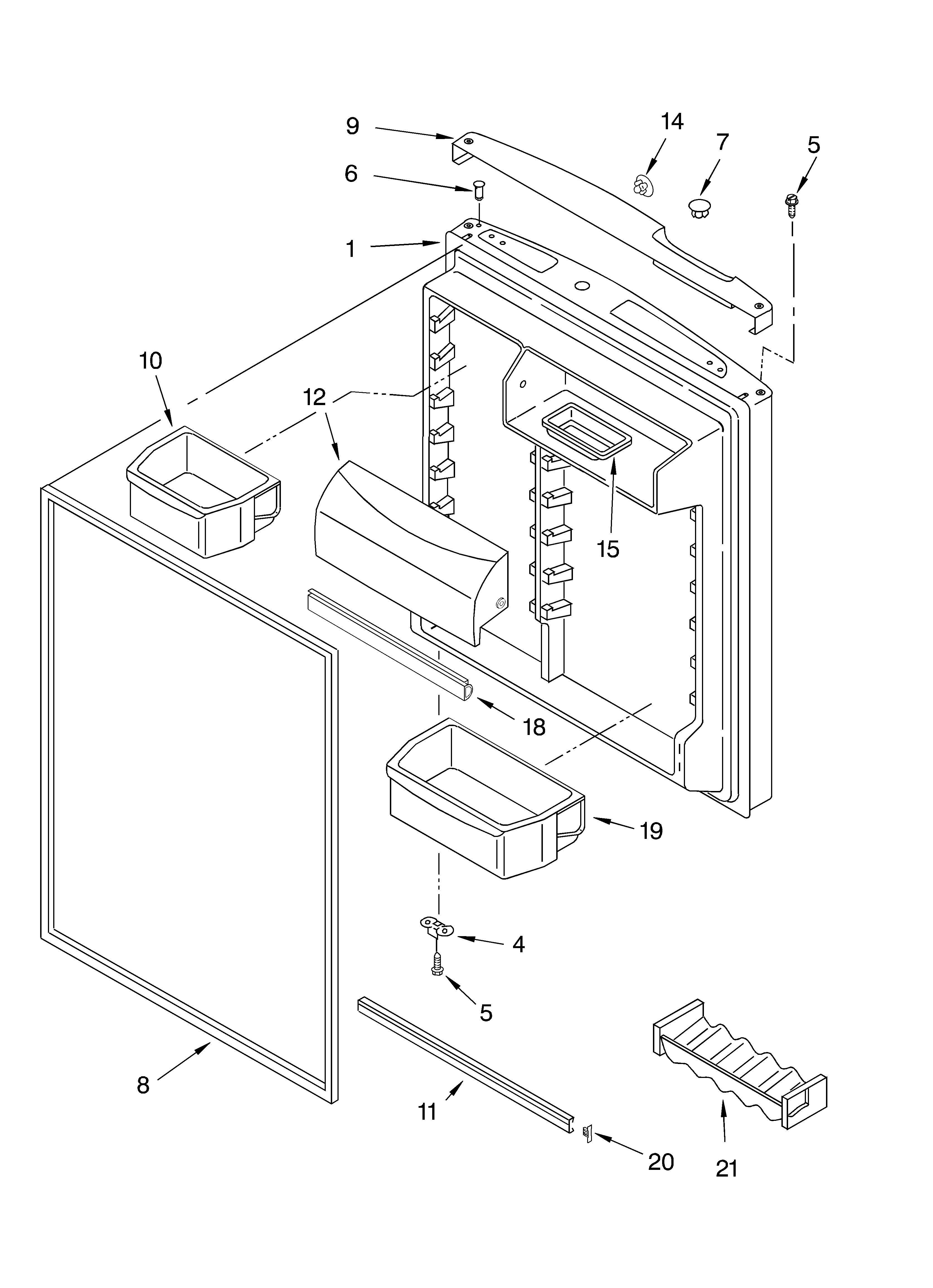 KitchenAid KTRC22ELBT01 refrigerator door diagram