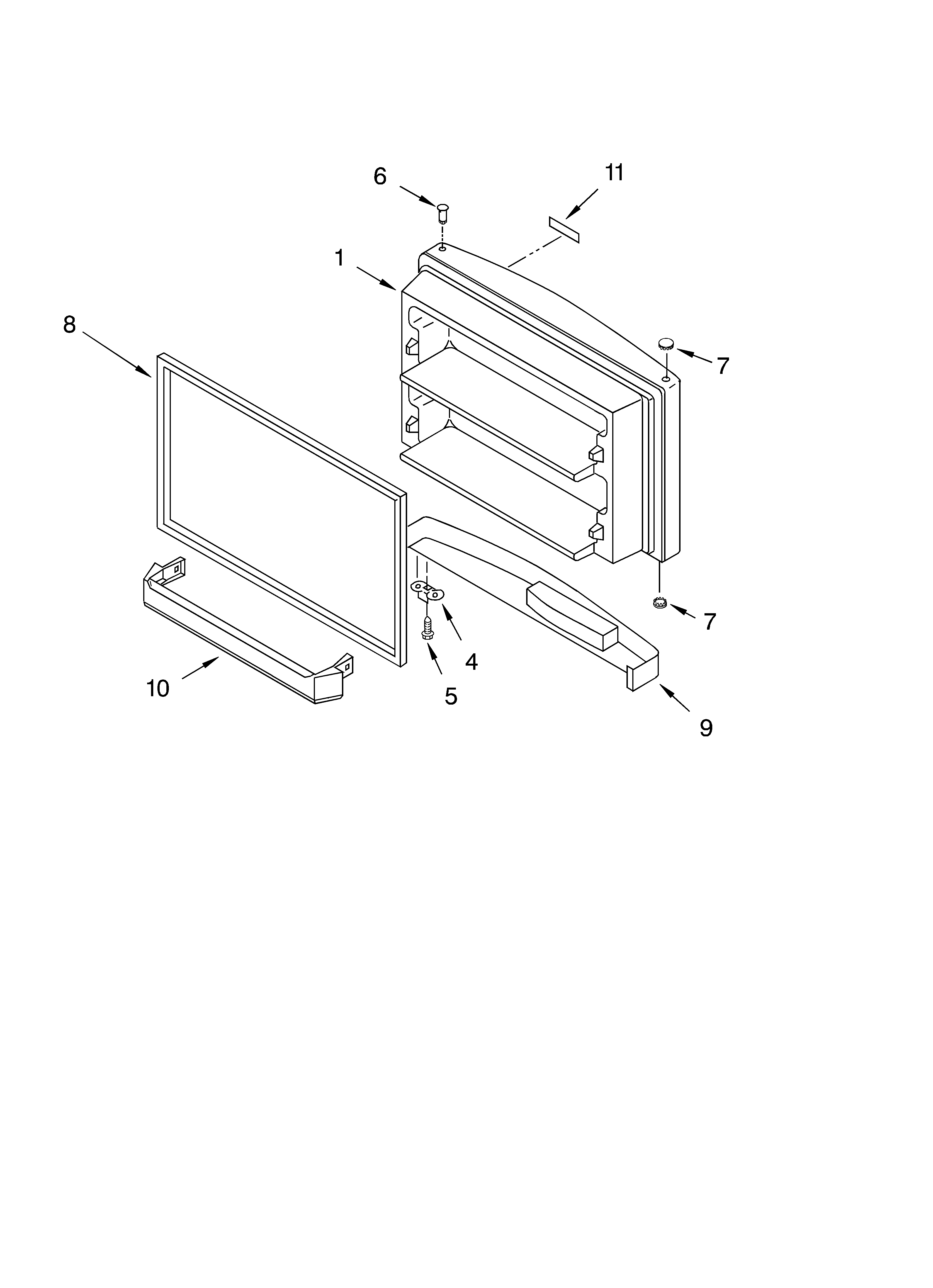 KitchenAid KTRC22ELBT01 freezer door diagram